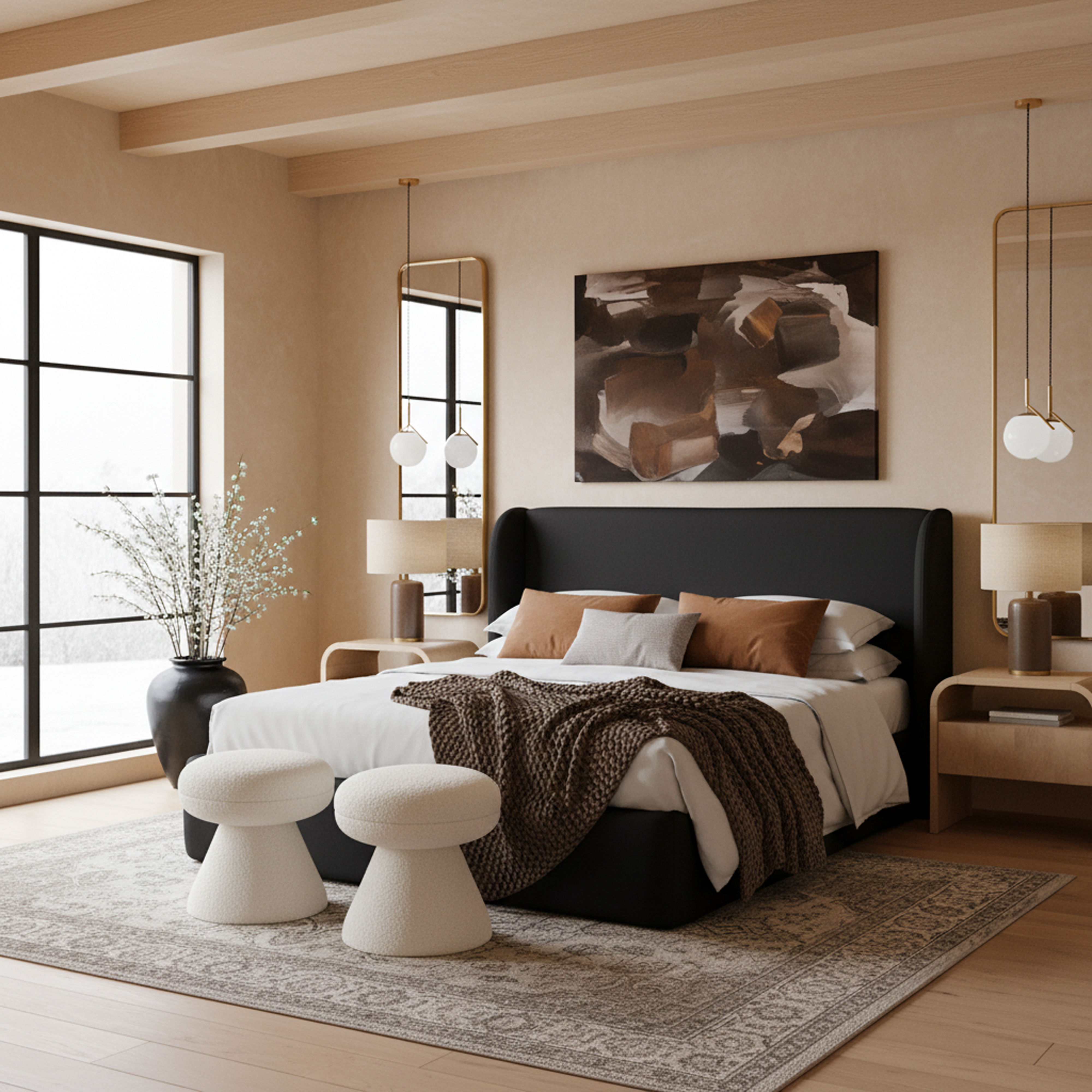 Warby - Vegan Leather Upholstered King Bed - Black