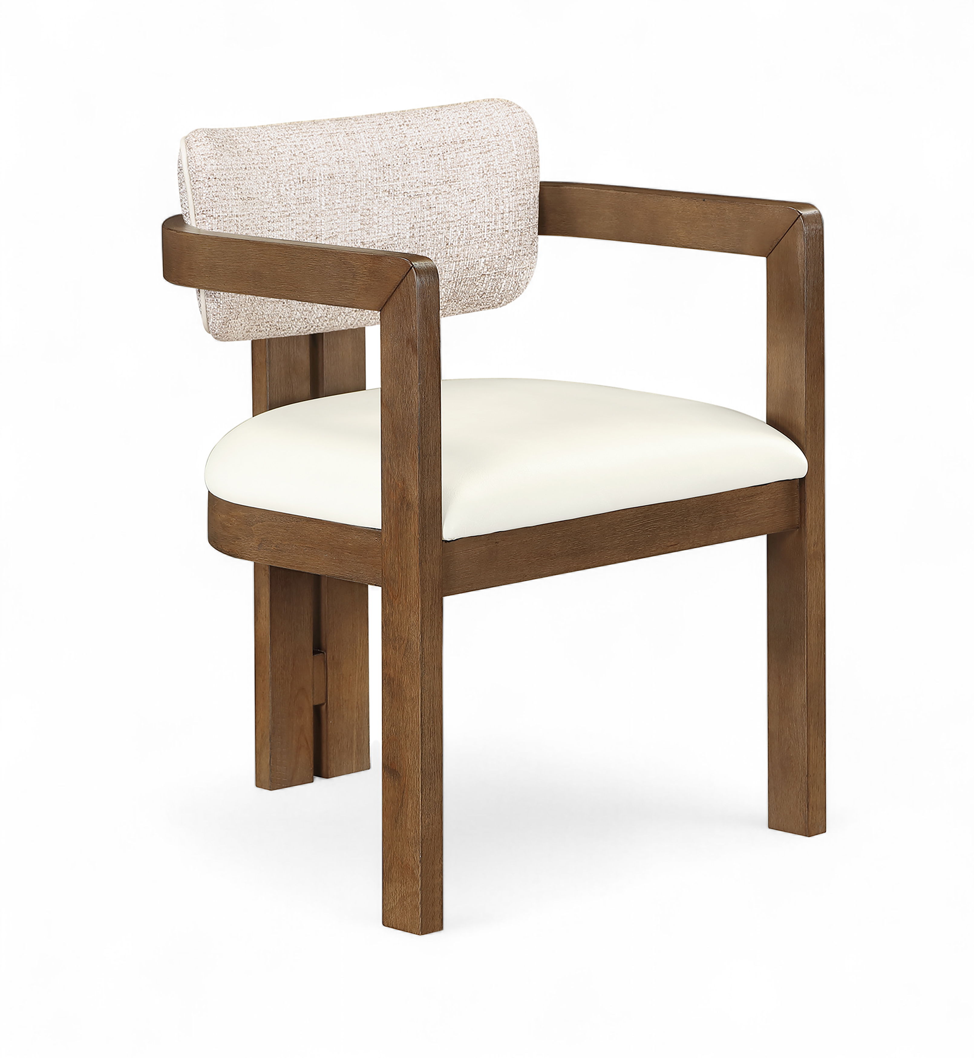 Ravina - Vegan Leather and Linen Textured Fabric Upholstered Dining Chair (Set of 2) - Beige