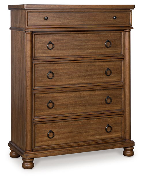 Rowlenstown - Five Drawer Chest - Brown, light brown