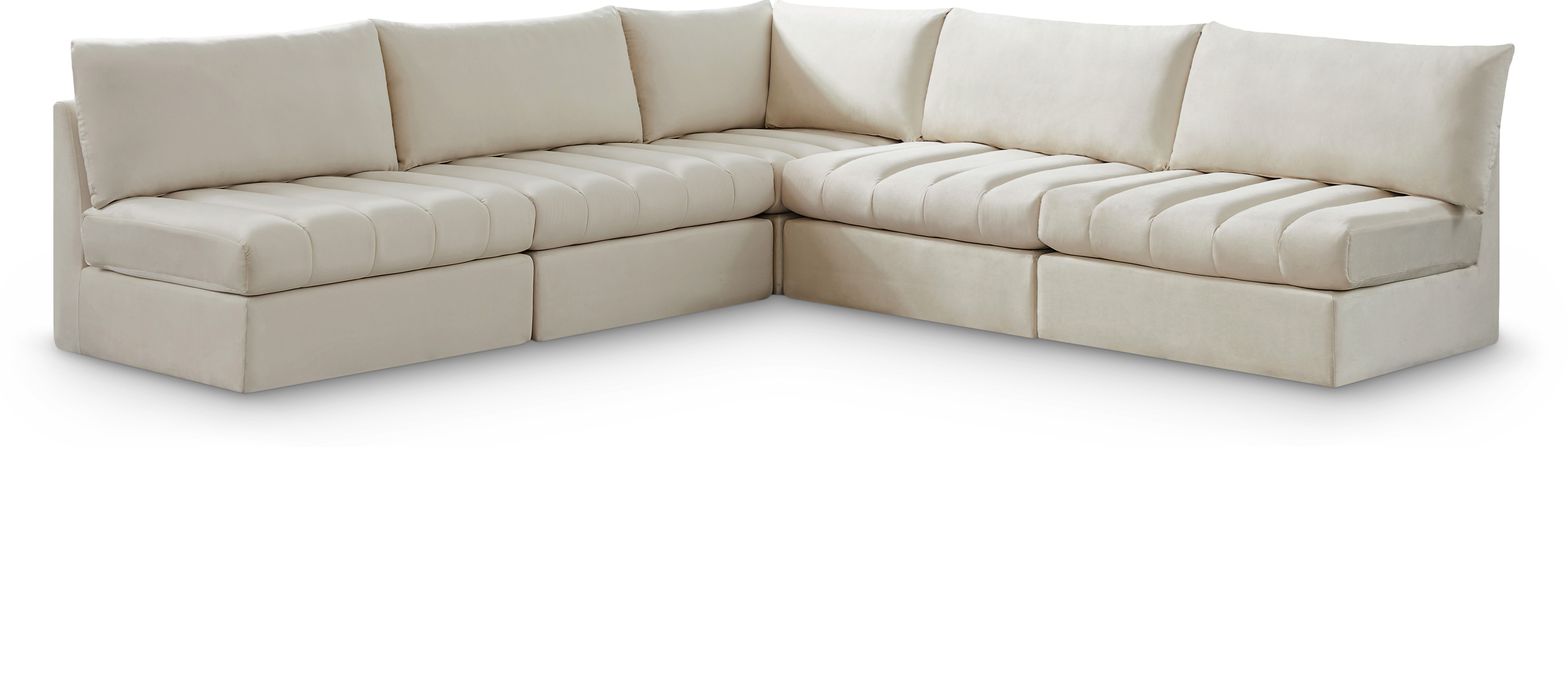 Jacob - Modular Corner Armless Sectional 5 Piece - Cream