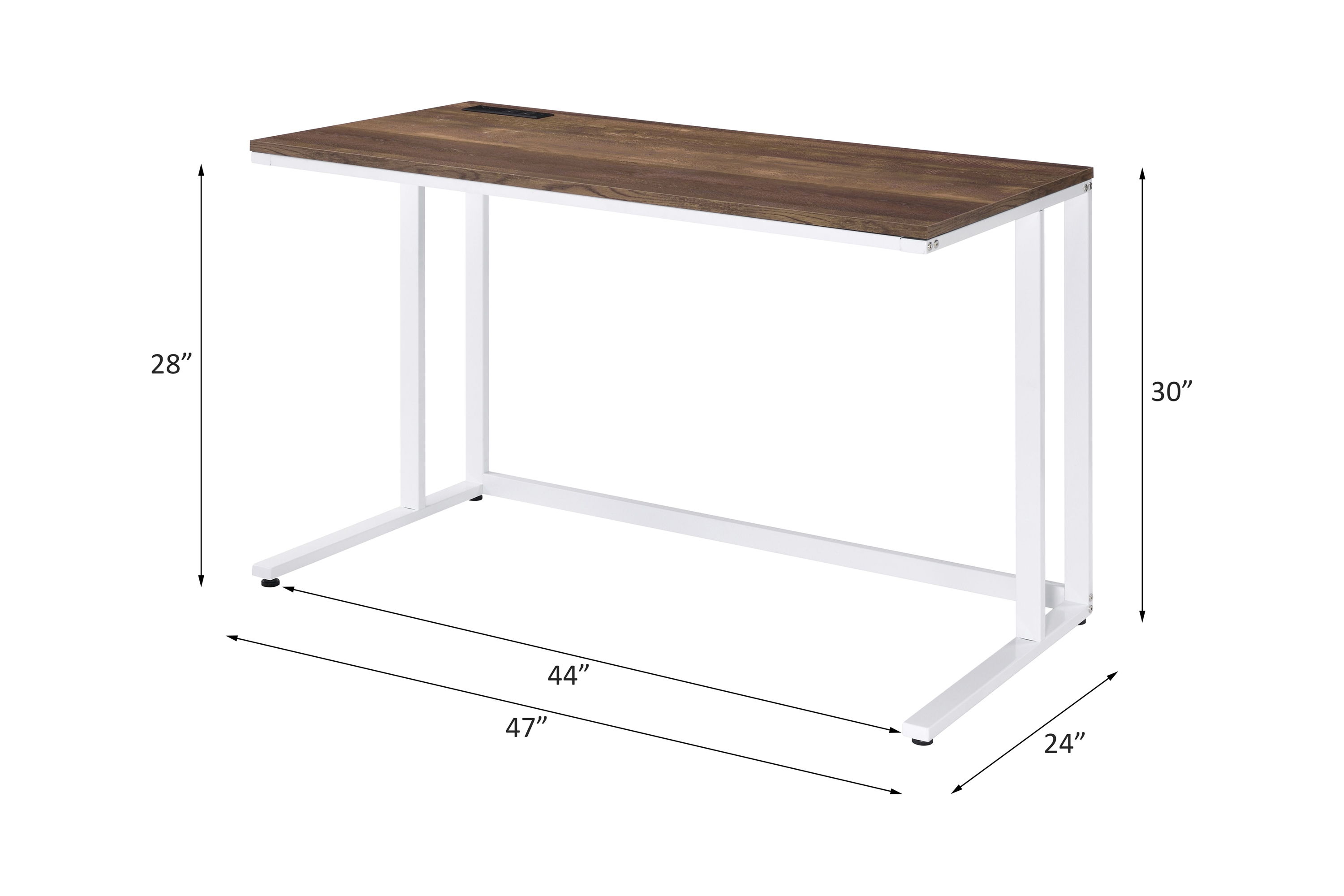 Tyrese - Writing Desk With USB - Walnut & White, white, view 5