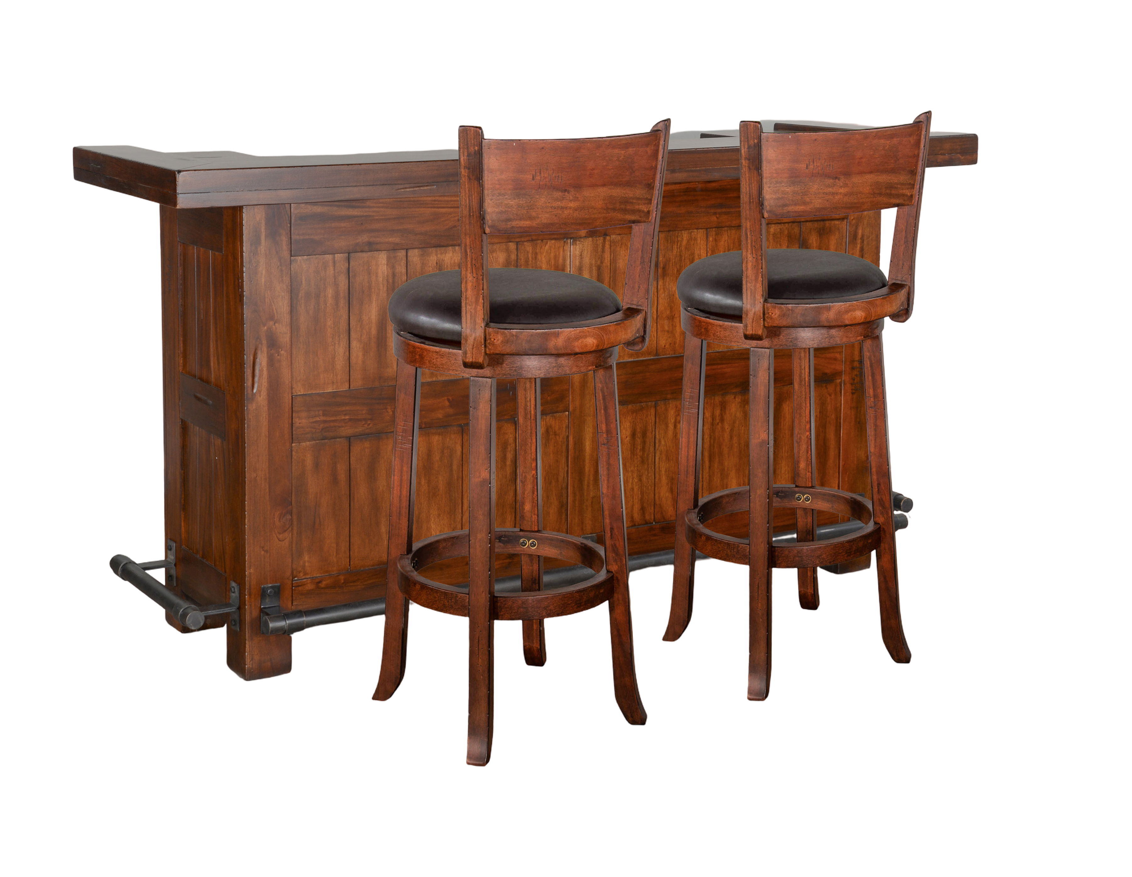 3 Piece Farmhouse Wood Home Bar Set - Vintage Mocha Image