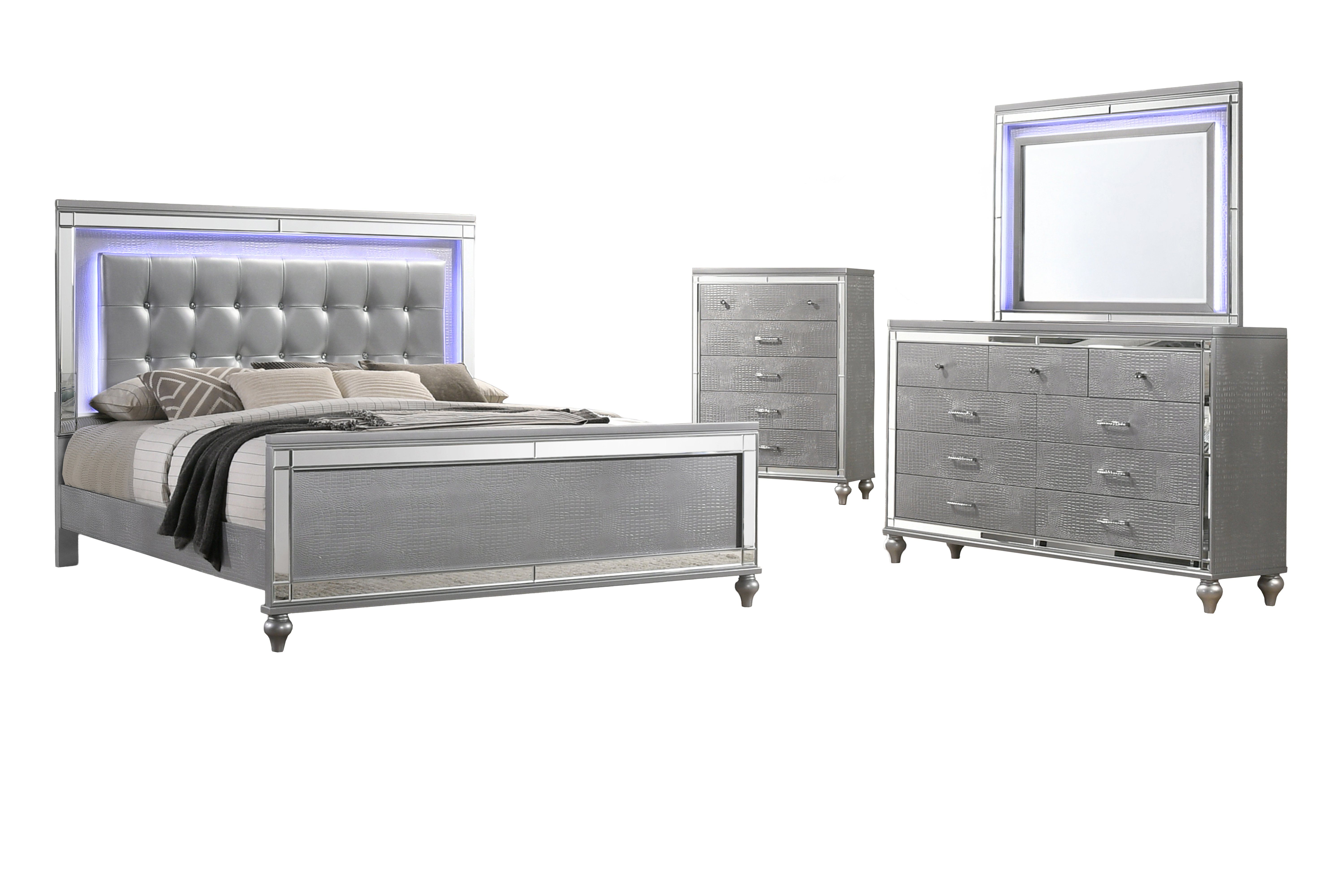 Eastern King · 4 Pc · Bed, Dresser, Mirror, Chest