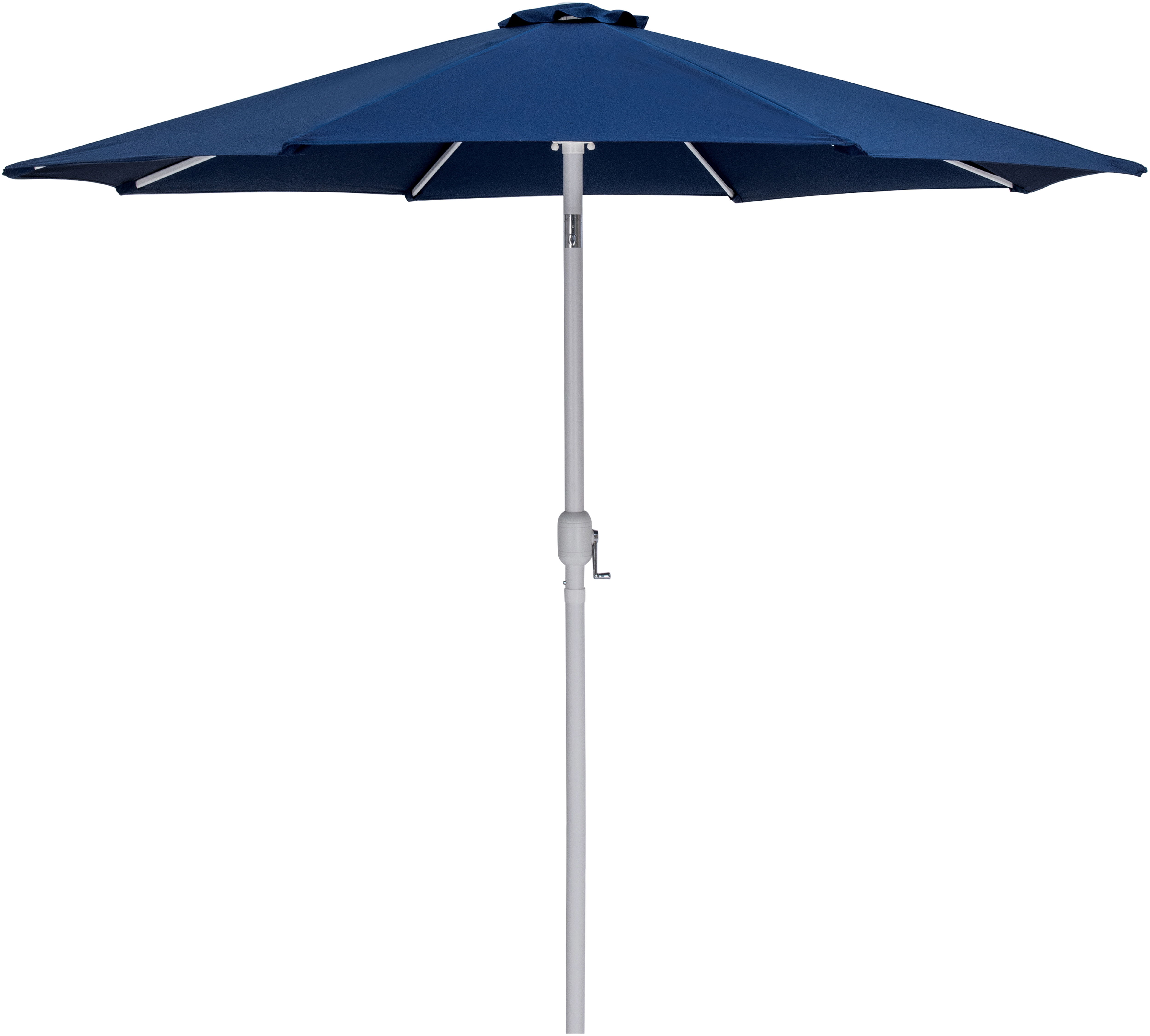 Fiji - Aluminum Patio Umbrella With Square Teak And White Base - Navy