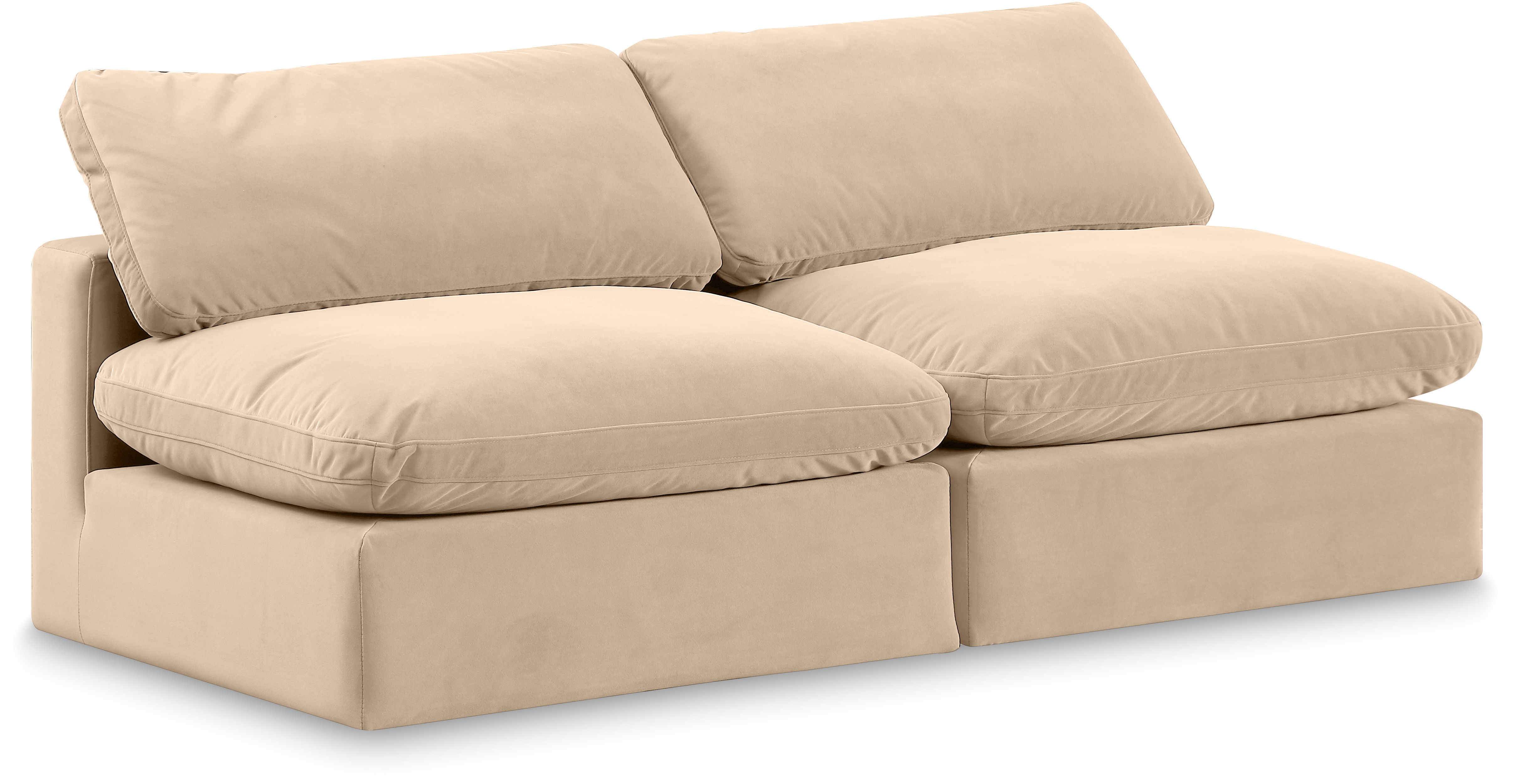 Comfy - Velvet Modular Armless Sofa 2 Seats - Beige