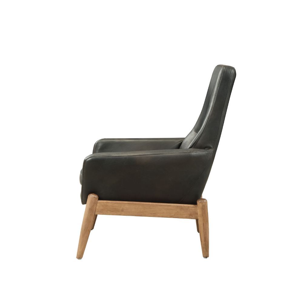 Dolphin - Accent Chair - Black Top Grain Leather, black, view 3