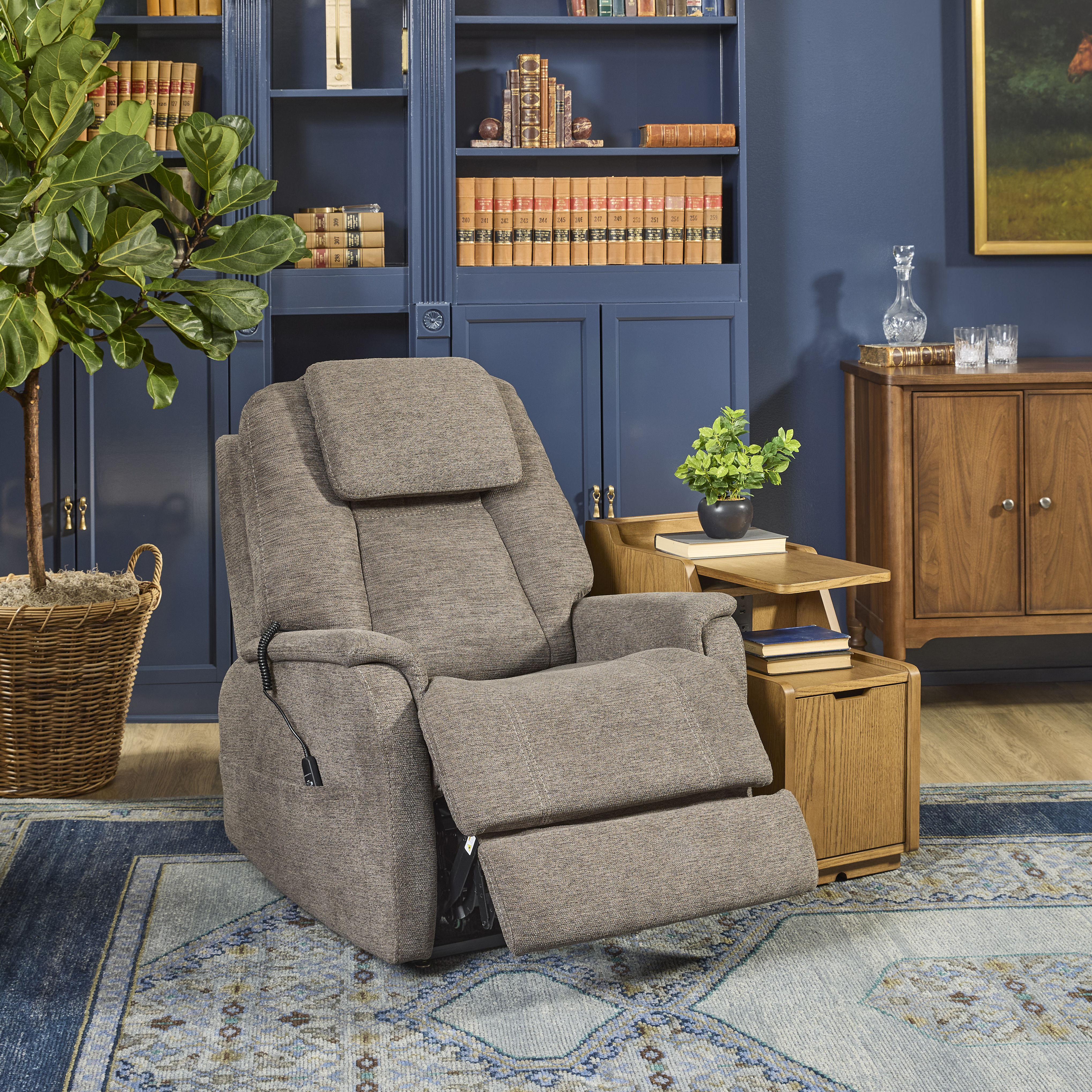 Zecliner Model 3+ Petite - Power Lift Recliner With Power Headrest, Lumbar, Heat & Massage - Dark Gray, dark gray