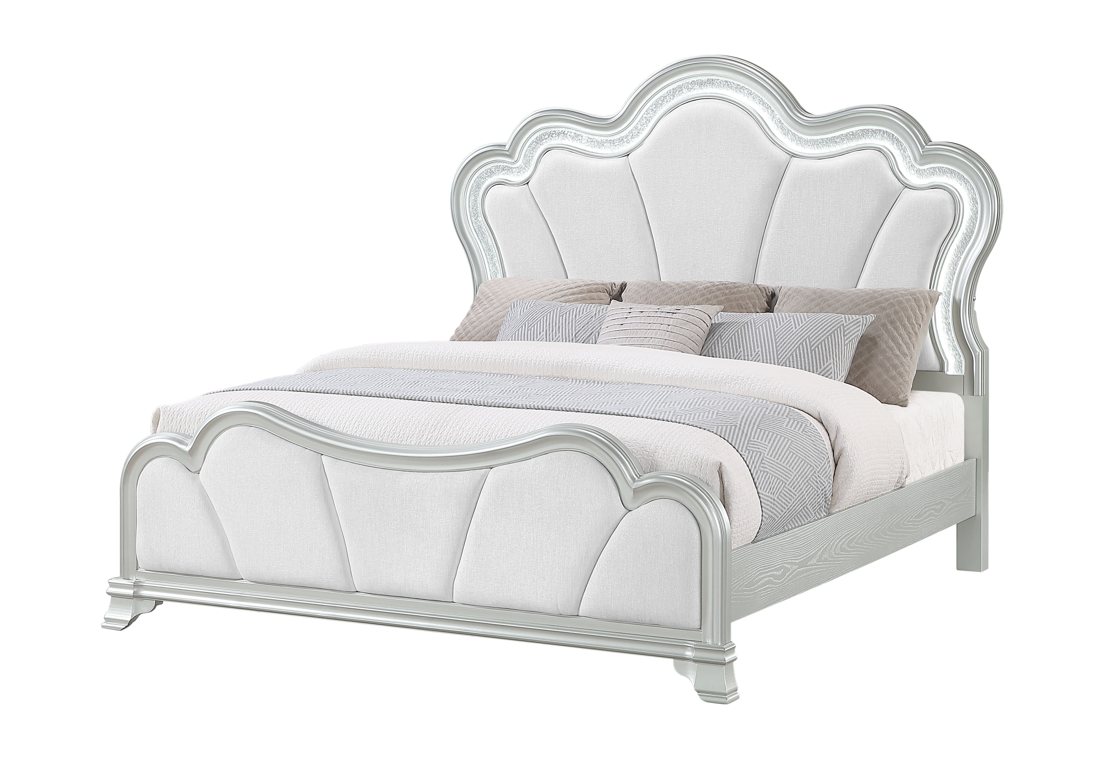 Aria - King Bed With LED - Silver