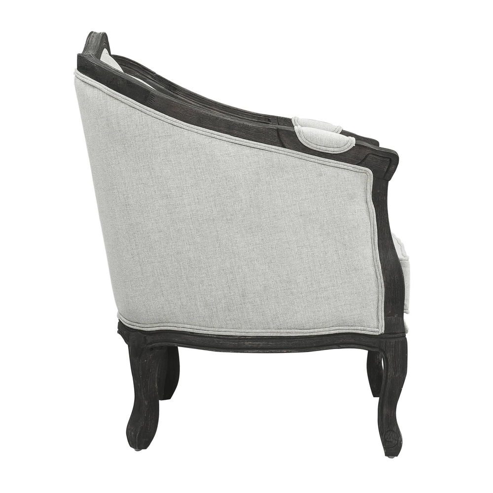 Samael - Loveseat With 2 Pillows - Gray Linen & Dark Brown, light gray, view 3