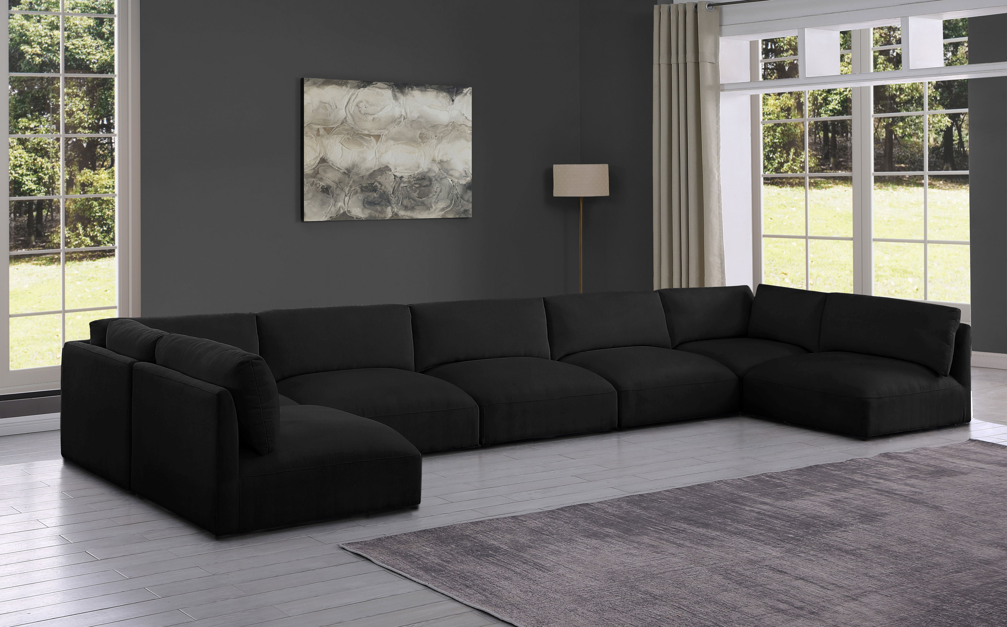 Ease - 7 Piece Modular U-Shaped Sectional - Black