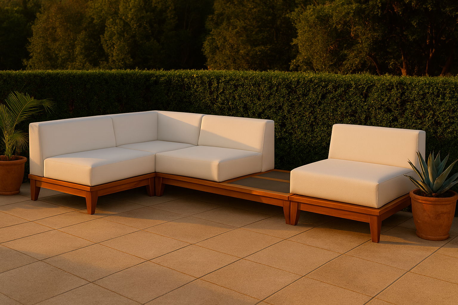 Rio - 4 Piece Fabric Modular Sectional - Off White