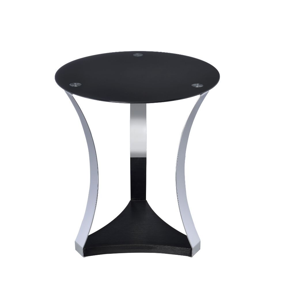 Geiger - End Table - Black Glass & Chrome, black