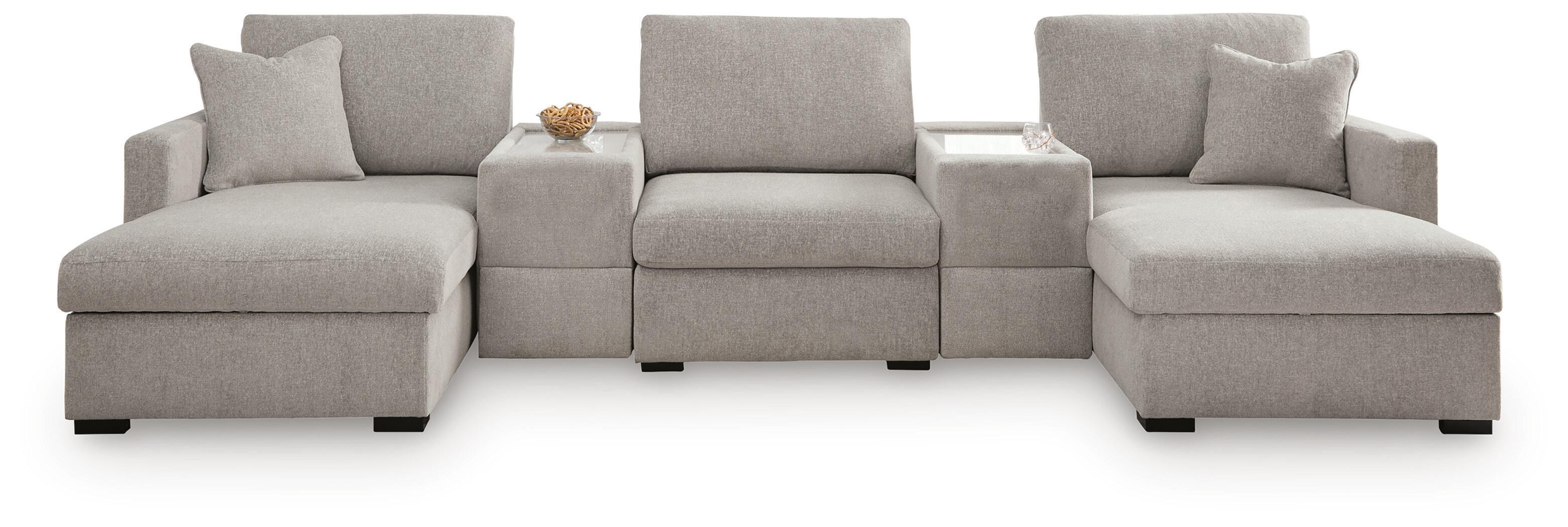 ModMax Luxe - 5-Piece Double Chaise Sectional With Storage Consoles - Flint