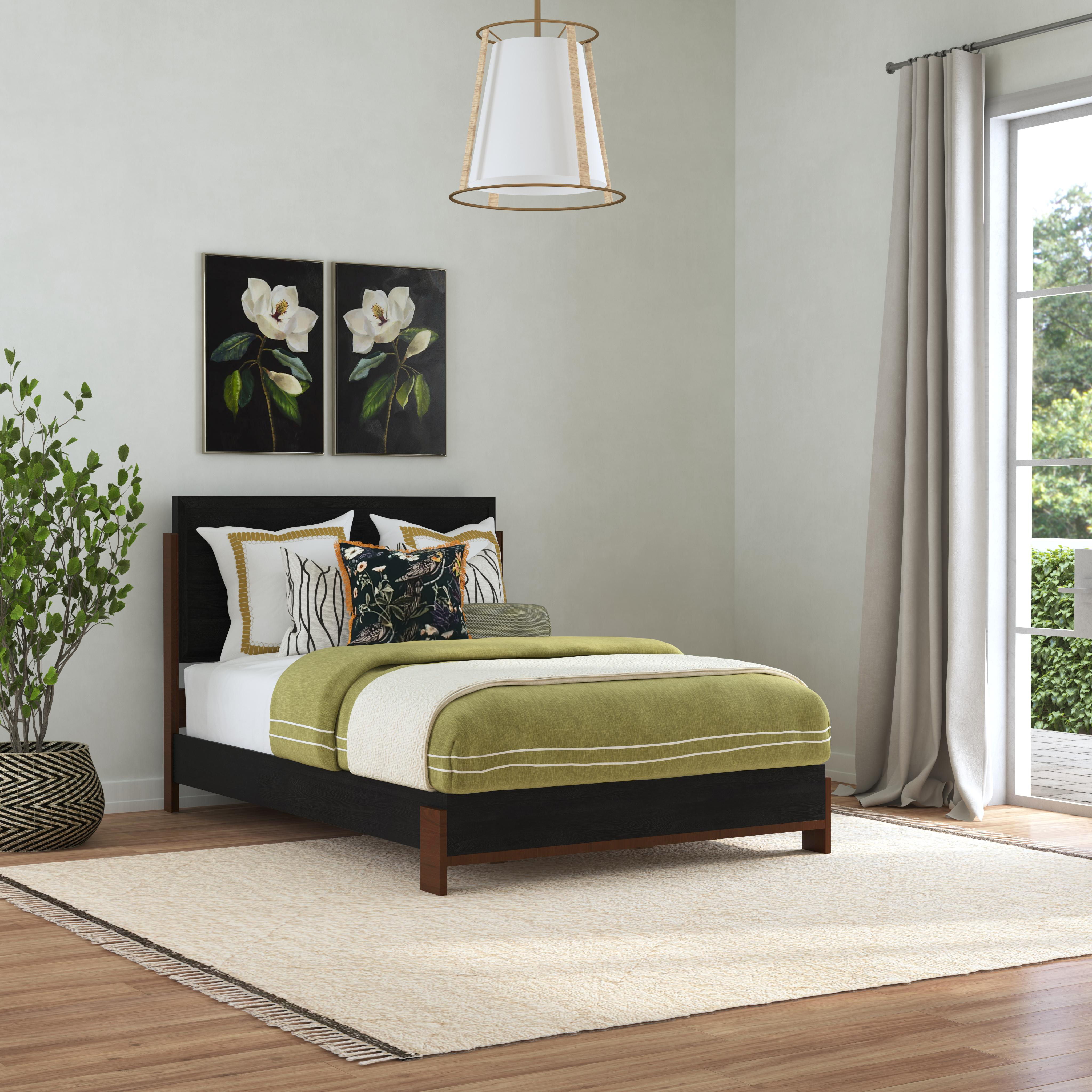 Waterfall - Queen Panel Bed - Black, black, view 4