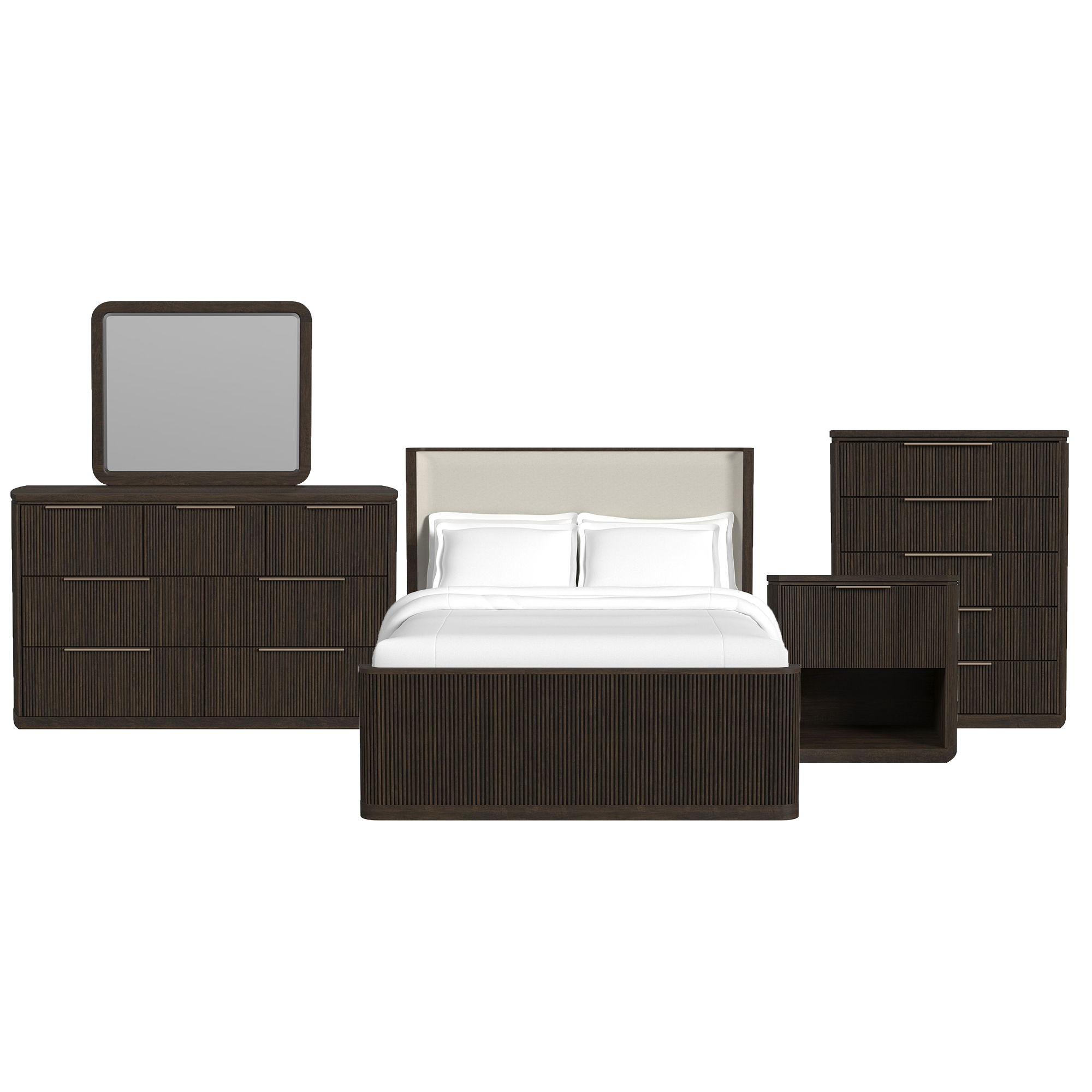 Queen · 5 Pc · Bedroom Set With Queen Upholstered Bed
