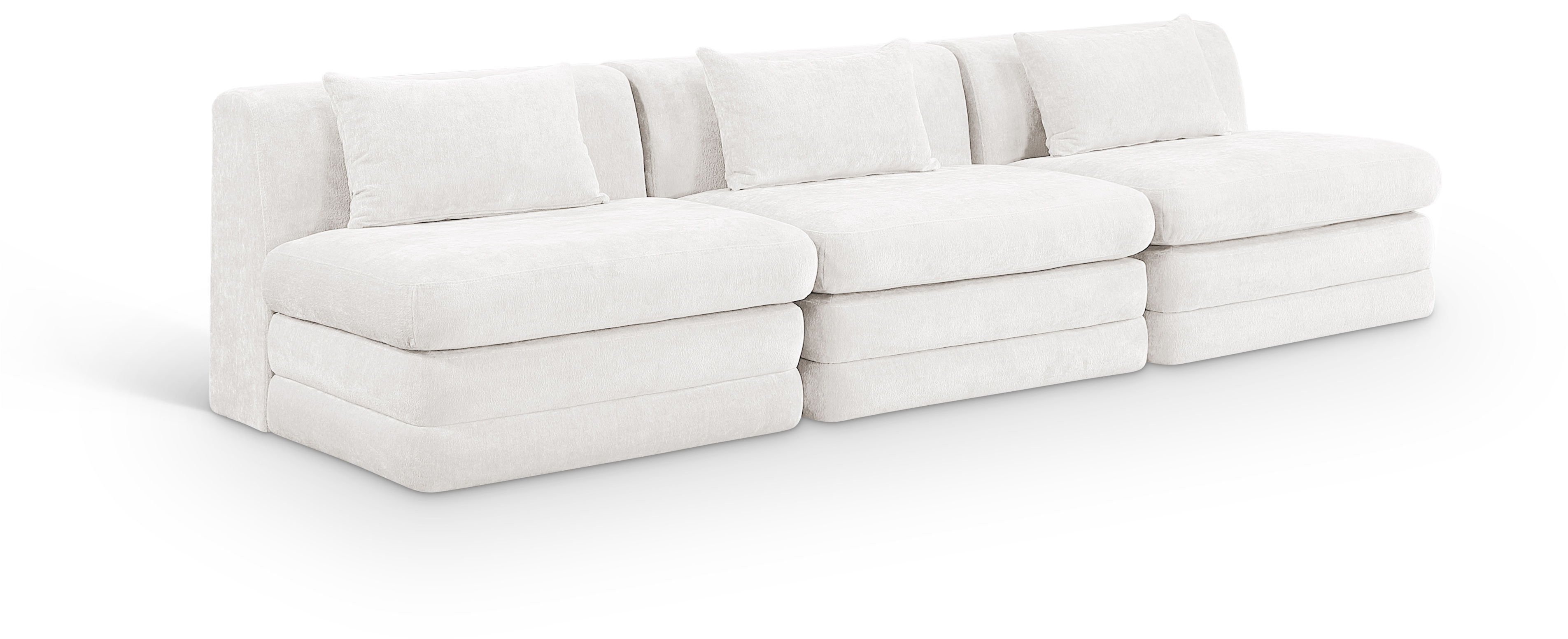 3 Pc · Chenille Fabric 114" Upholstered Modular Sofa