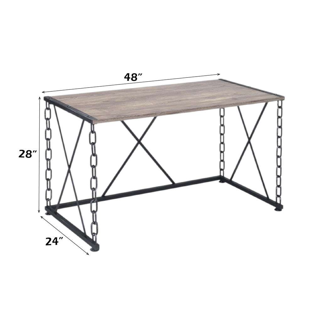 Jodie - Writing Desk (Same Ac00905) - Rustic Oak & Antique Black, black, view 3