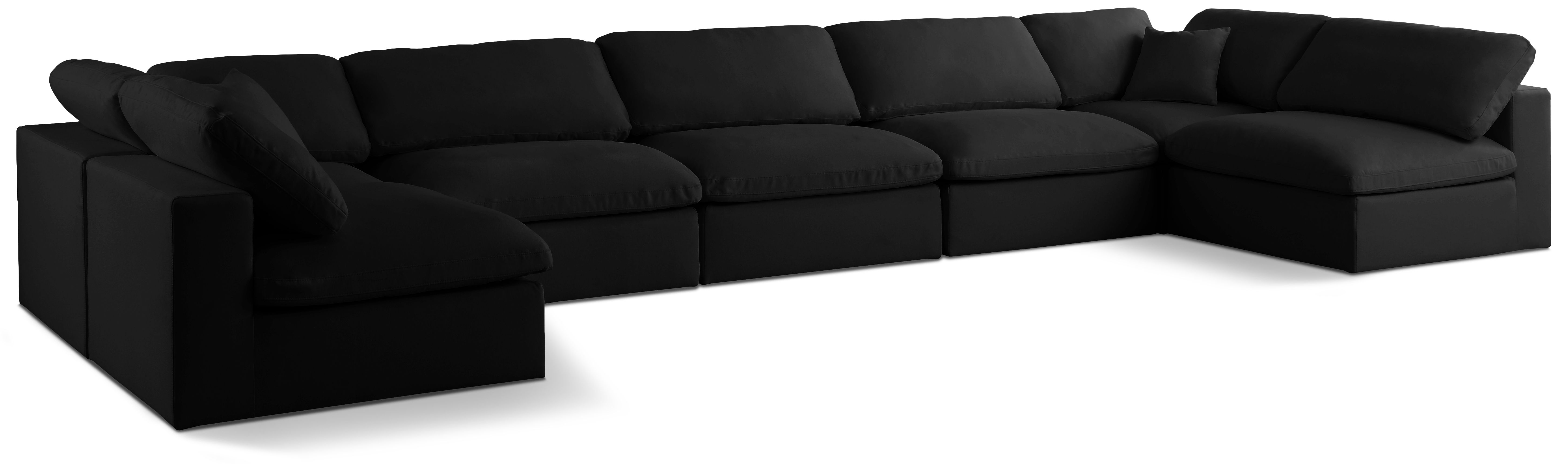 Plush - 7 Piece Modular U-Shaped Sectional - Black