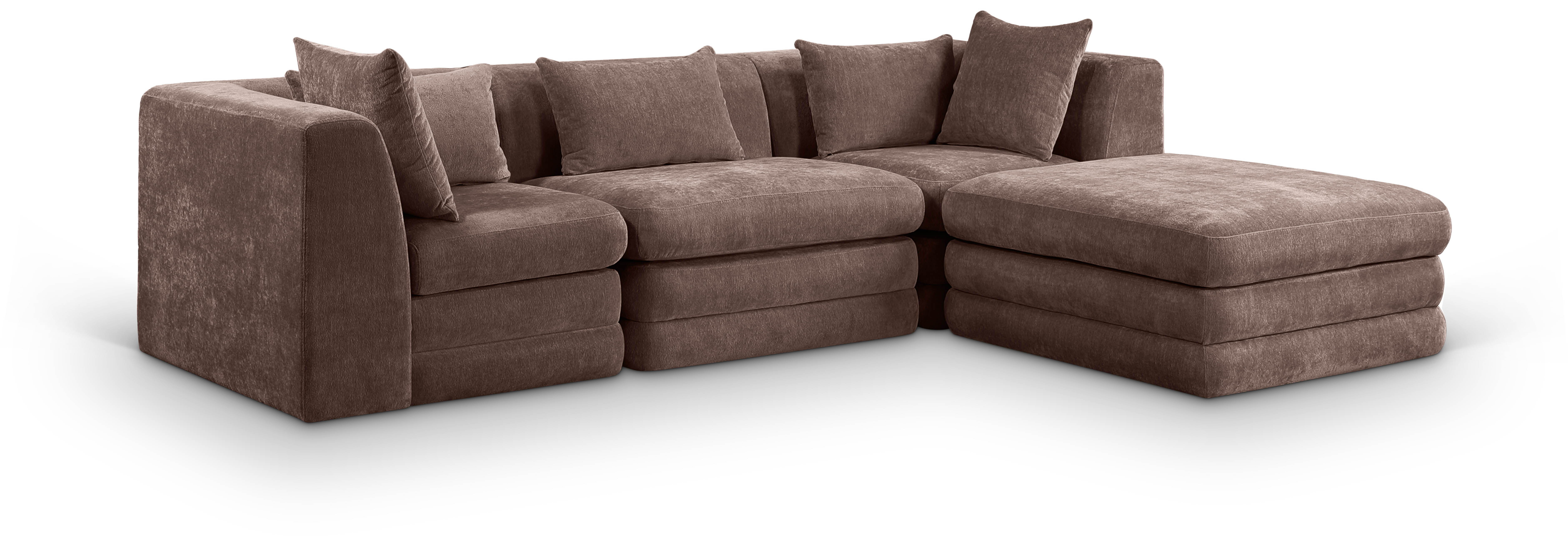 4 Pc · Chenille Fabric 114" Upholstered Modular Sectional