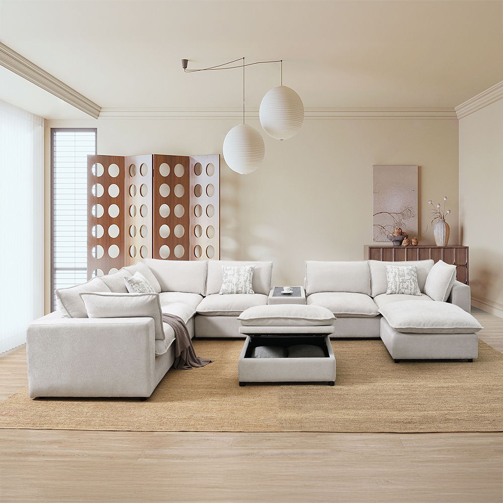 Marisa - Modular Ottoman - Beige Boucle, beige