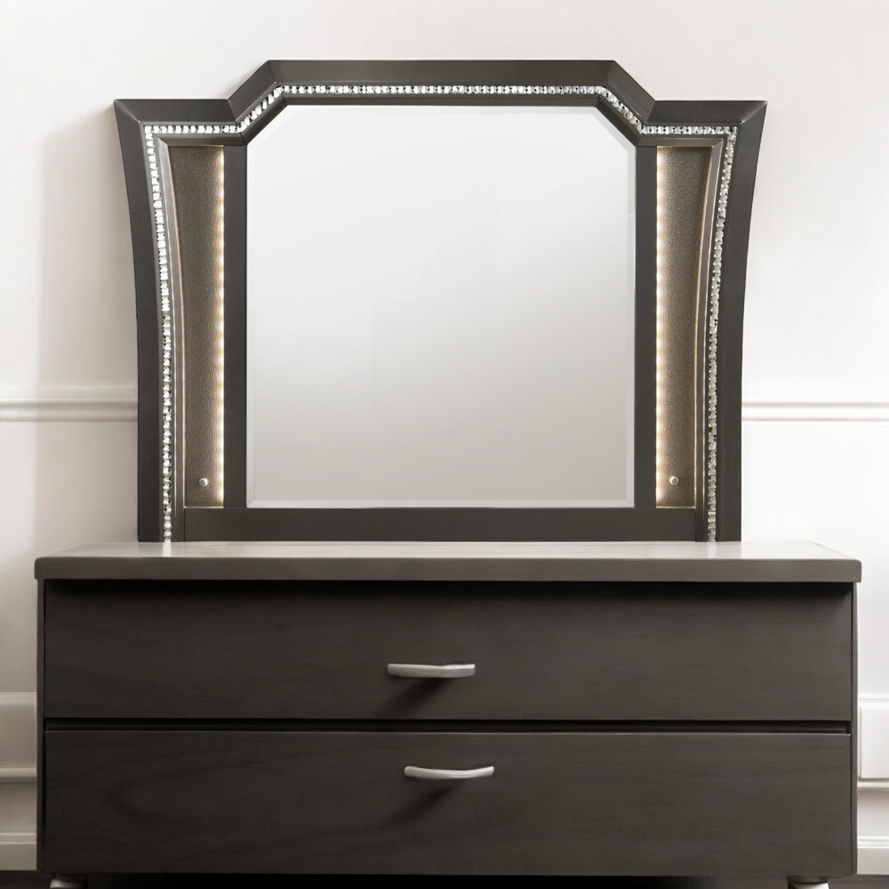 Kaitlyn - Mirror With LED - Metallic Gray, dark gray, view 7