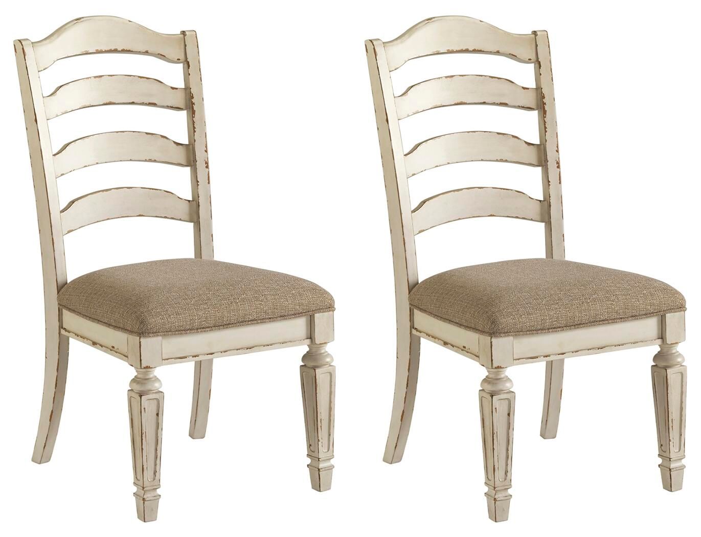 Realyn – Dining UPH Side Chair (Set of 2) – Ladderback – Chipped White
