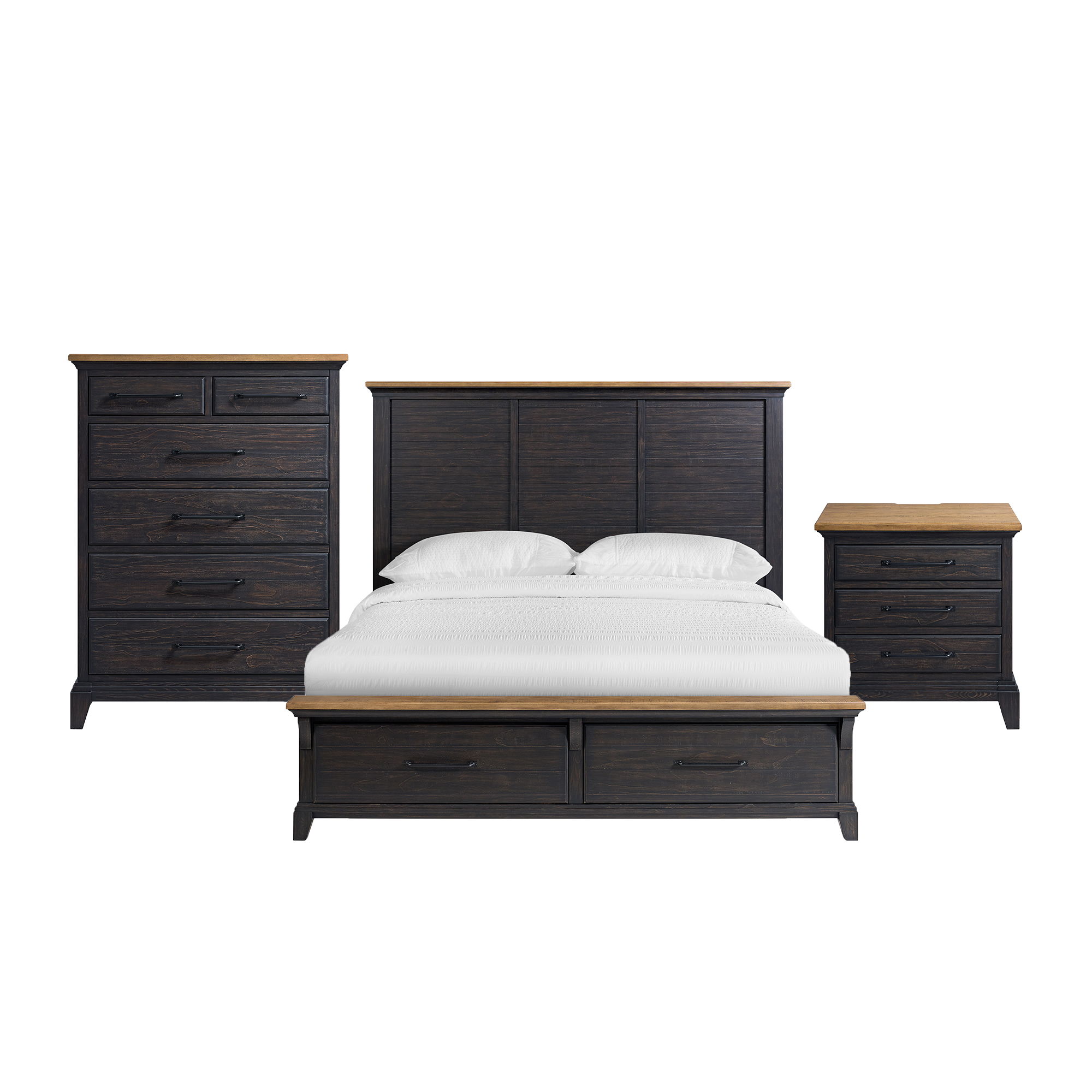 Montrose - King Storage 3 Piece Bedroom Set - Espresso & Brown