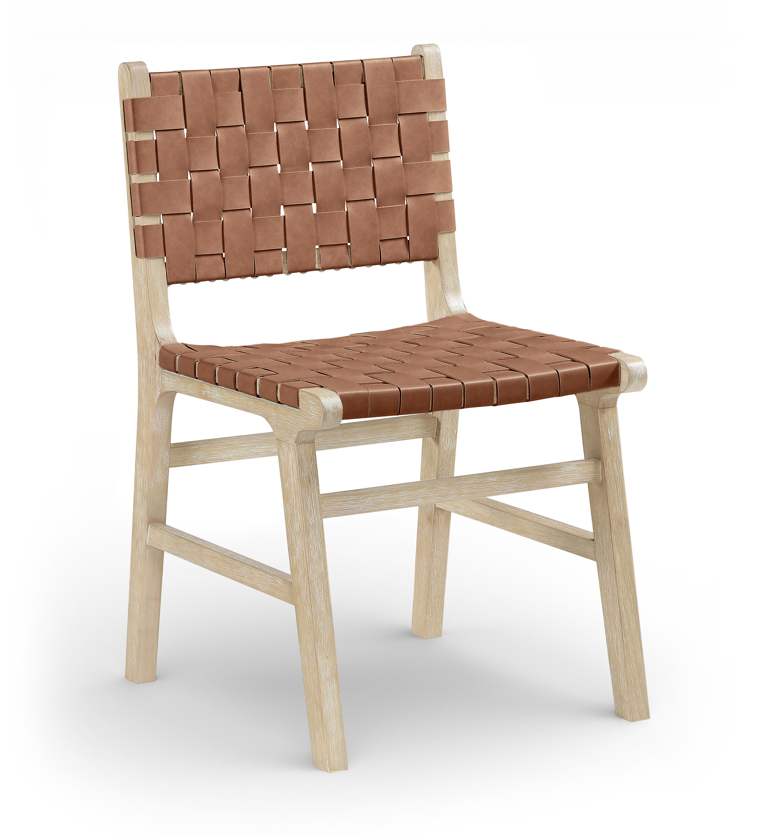 Entwine - Vegan Leather Upholstered Dining Chair - Brown / Painted Natural