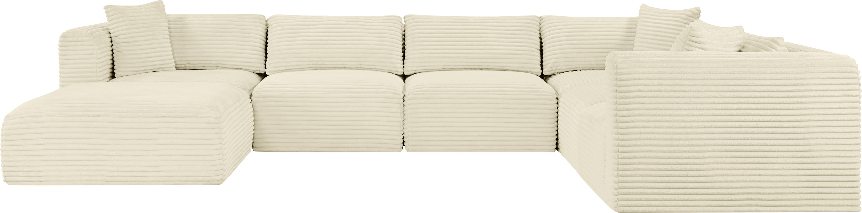 Shaggy - 7 Piece Modular U-Shaped Sectional With Ottoman - Cream