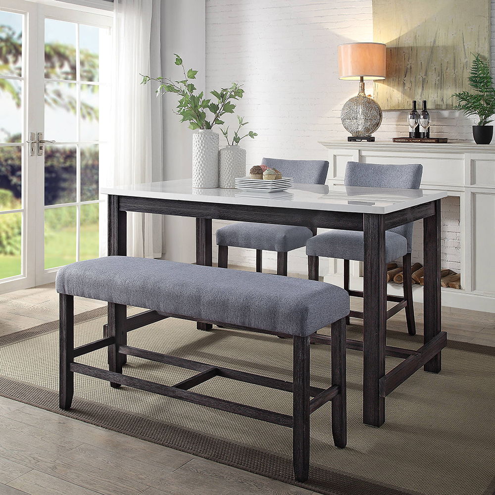 Yelena - Counter Height Table With Marble Top - Marble Top & Weathered Espresso, black, view 4