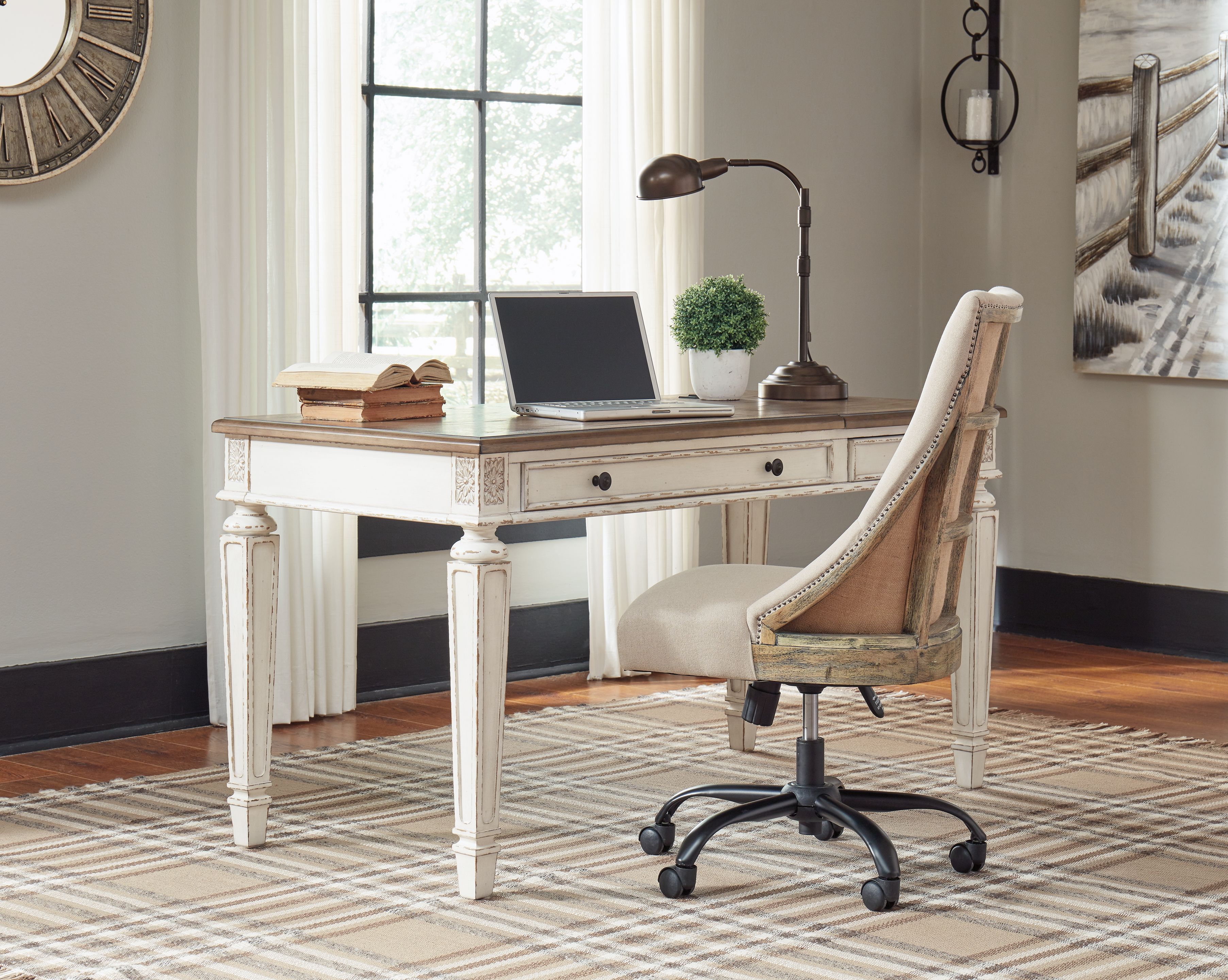 Ashley Furniture Realyn - Home Office Lift Top Desk - White / Brown - Image 8