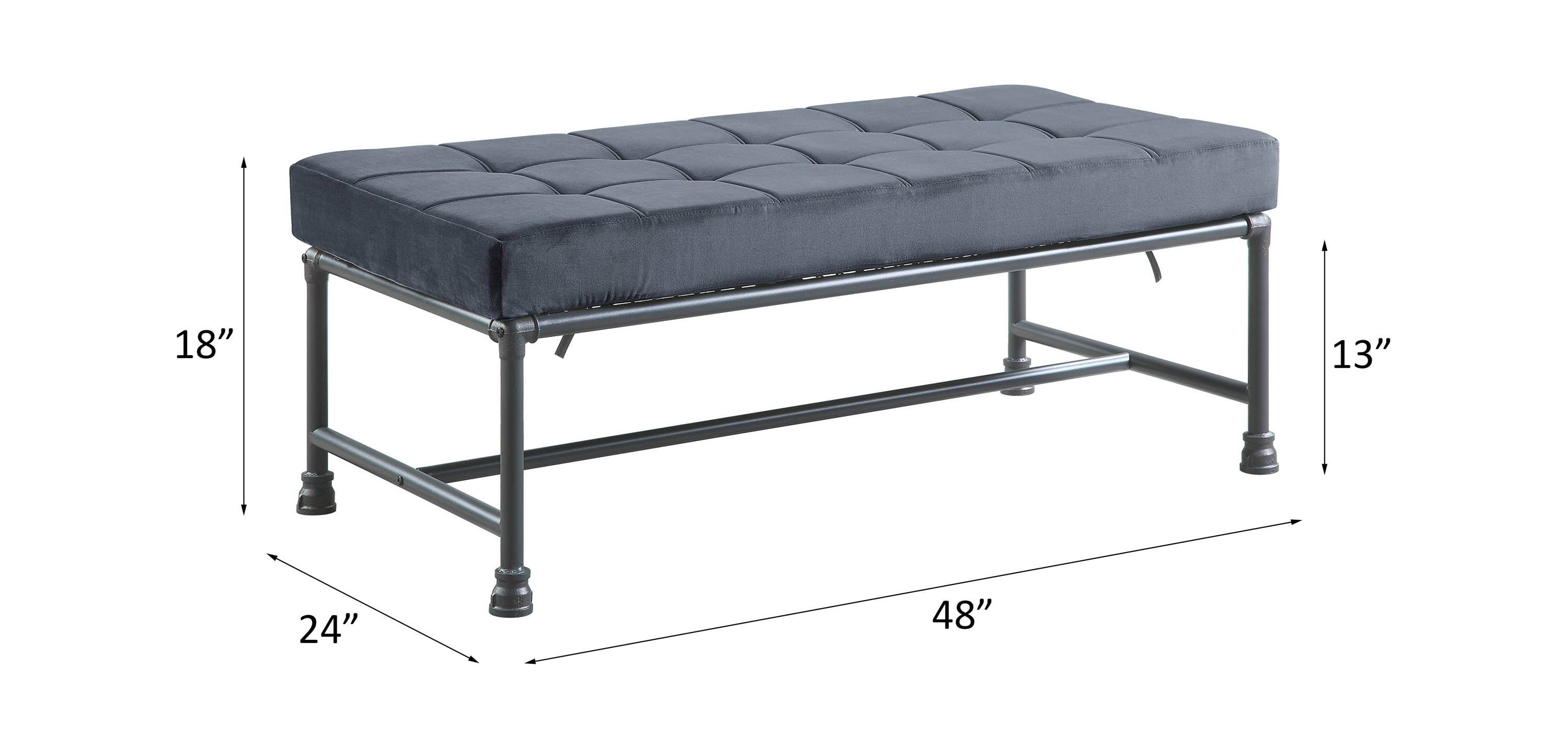 Brantley - Bench - Gray Velvet & Sandy Gray, dark gray, view 3