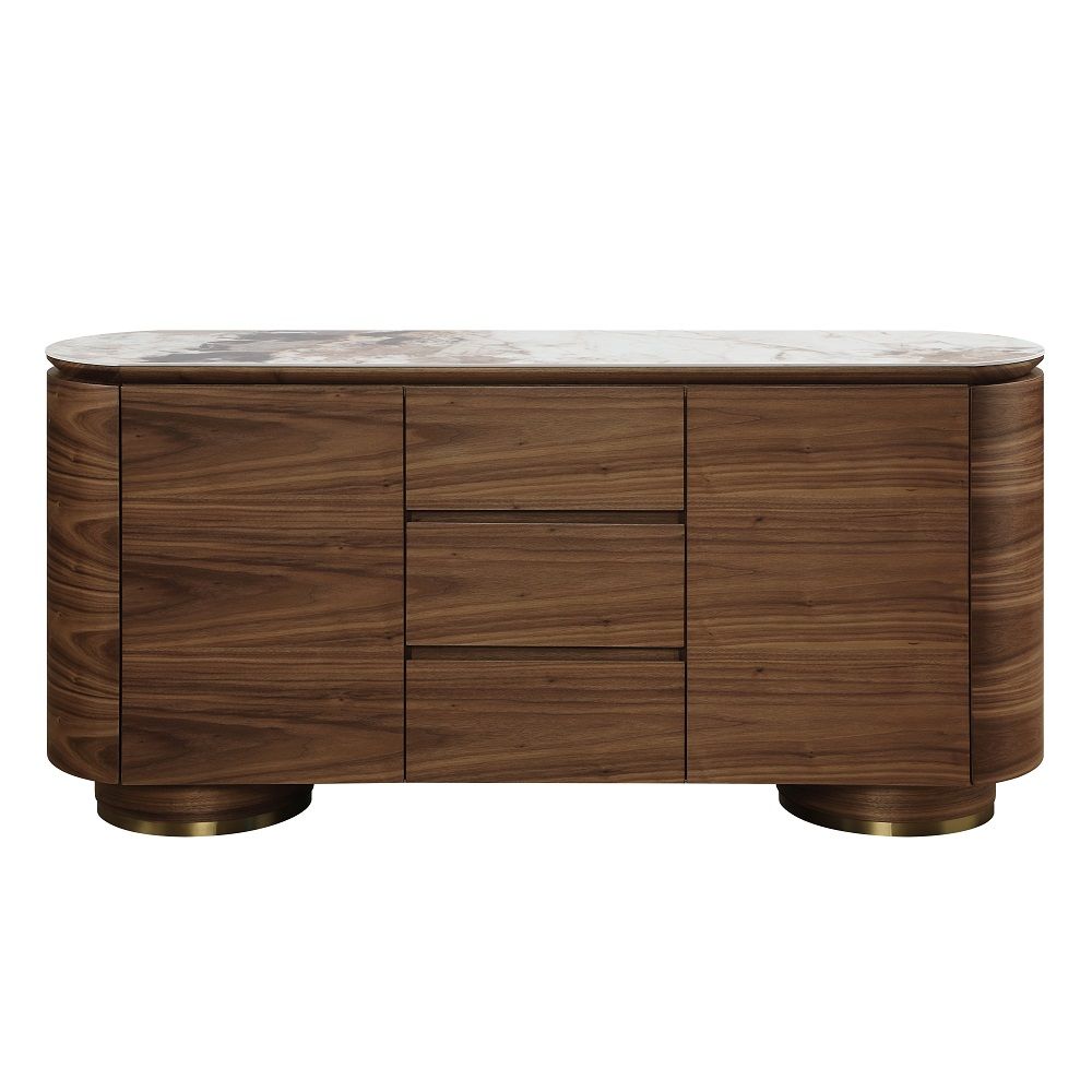 Willene - Server With Ceramic Top - Ceramic Top & Walnut, dark brown
