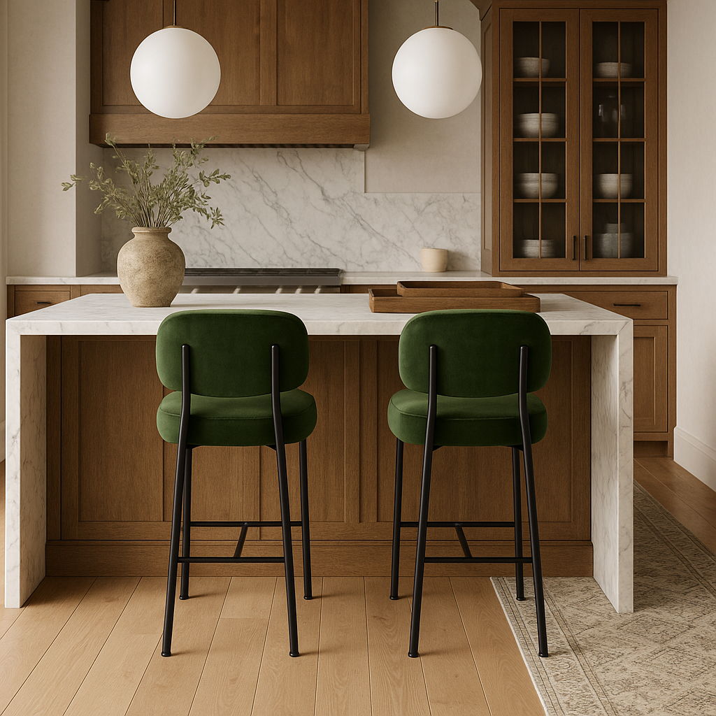 Zarelle - Performance Fabric Upholstered Counter Stool (Set of 2) - Green