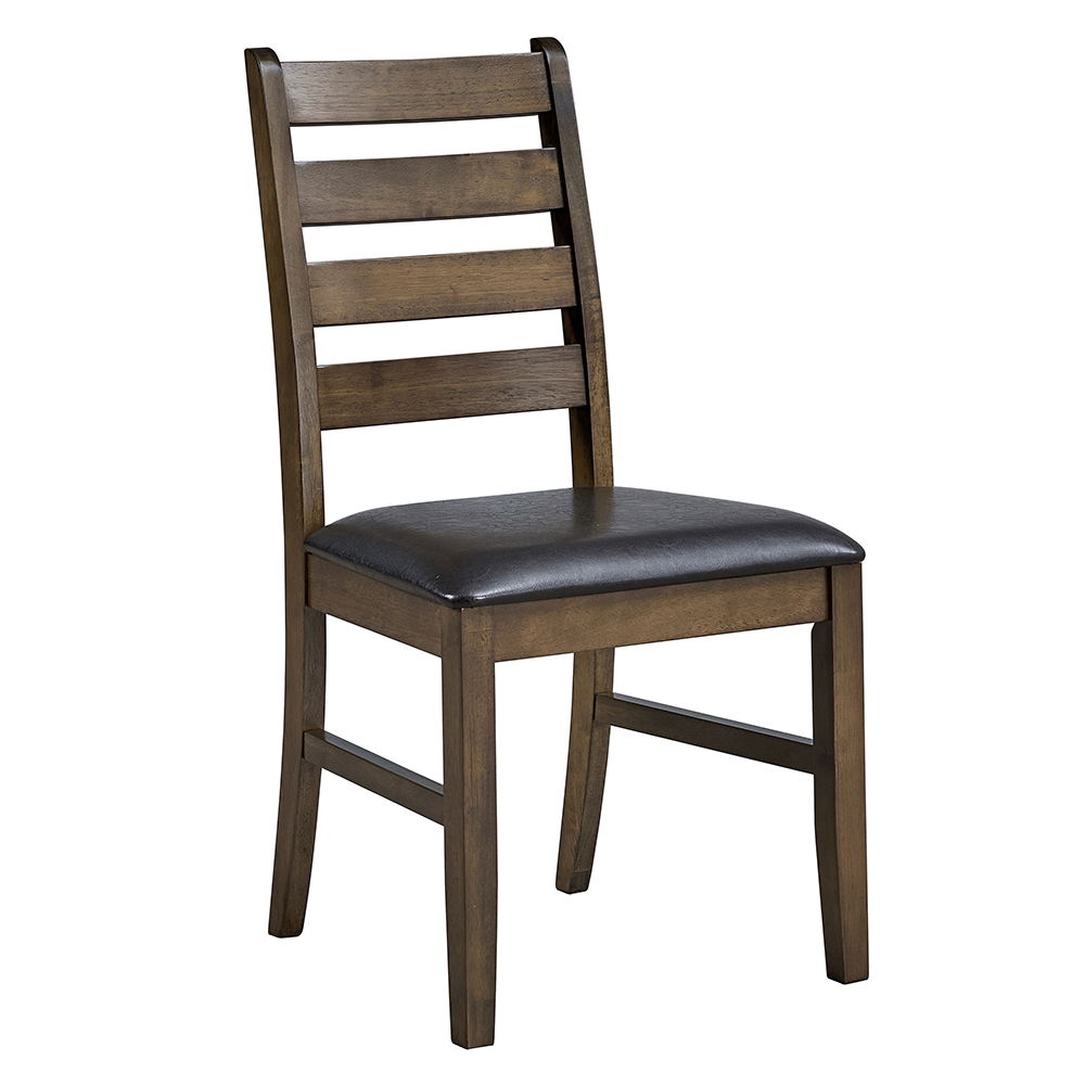 Damica - Side Chair (Set of 2) - Brown Synthetic Leather & Walnut, dark brown, view 4