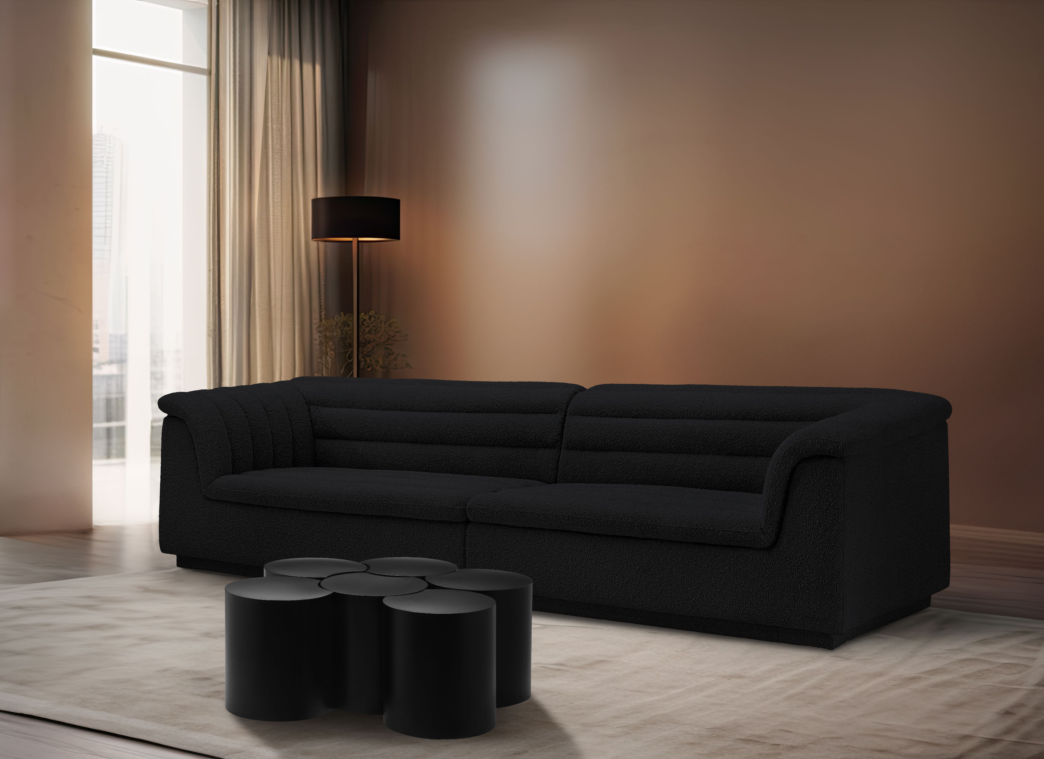 Dimple - 16" 6 Piece Modular Coffee Table - Black
