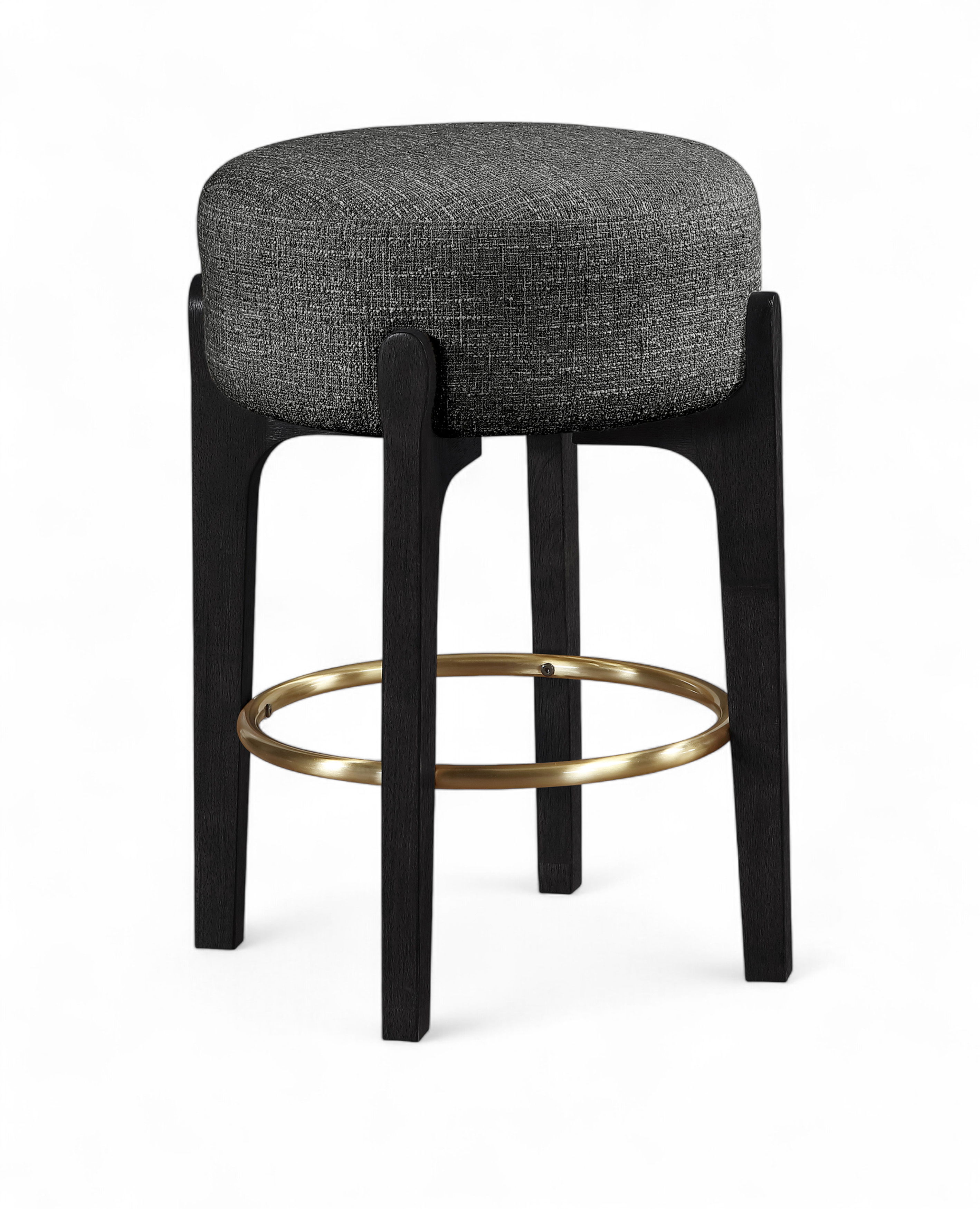 Torino - Fabric Upholstered Backless Counter Stool (Set of 2) - Black / Brushed Black
