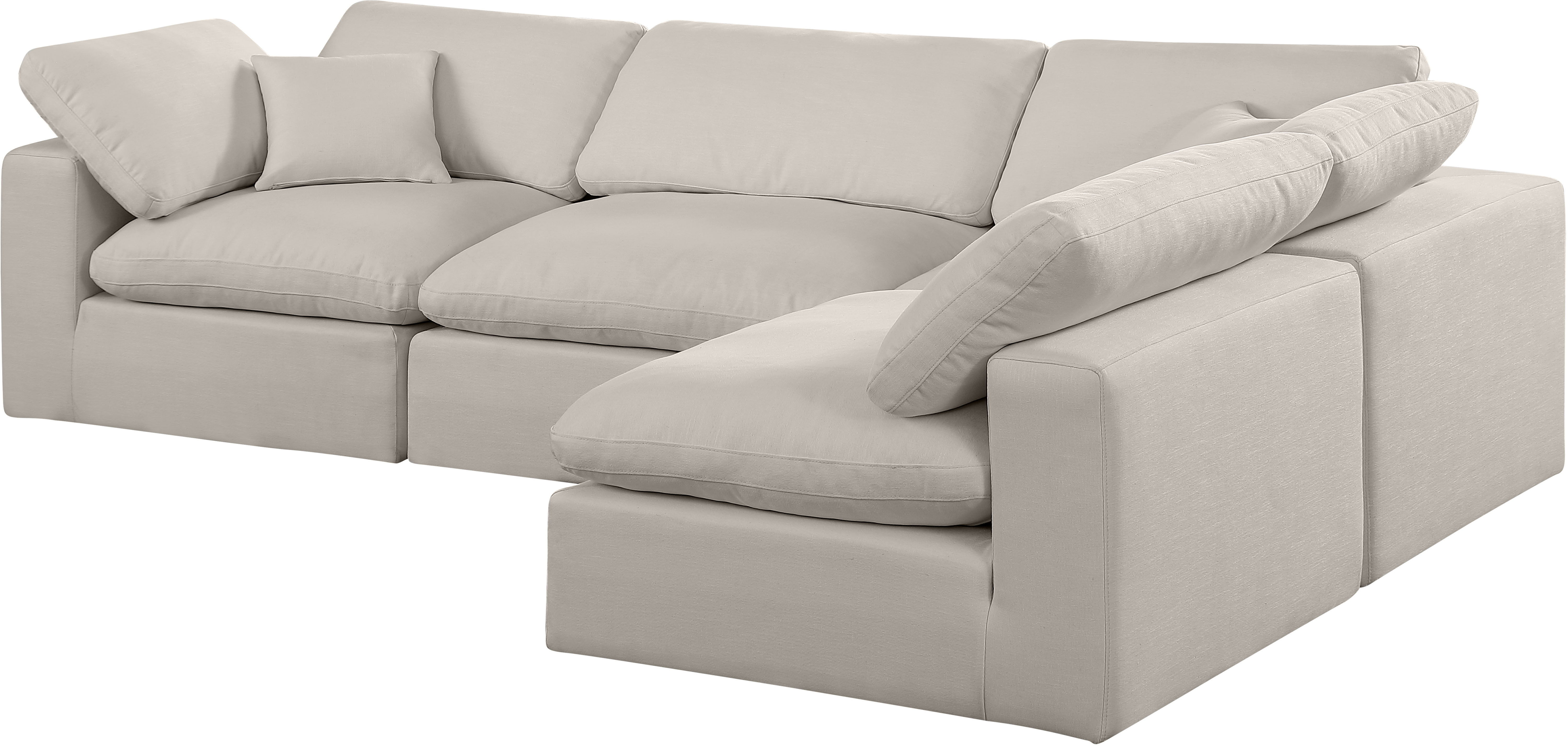 Comfy - 4 Piece Linen Fabric Modular Armless Sectional - Beige