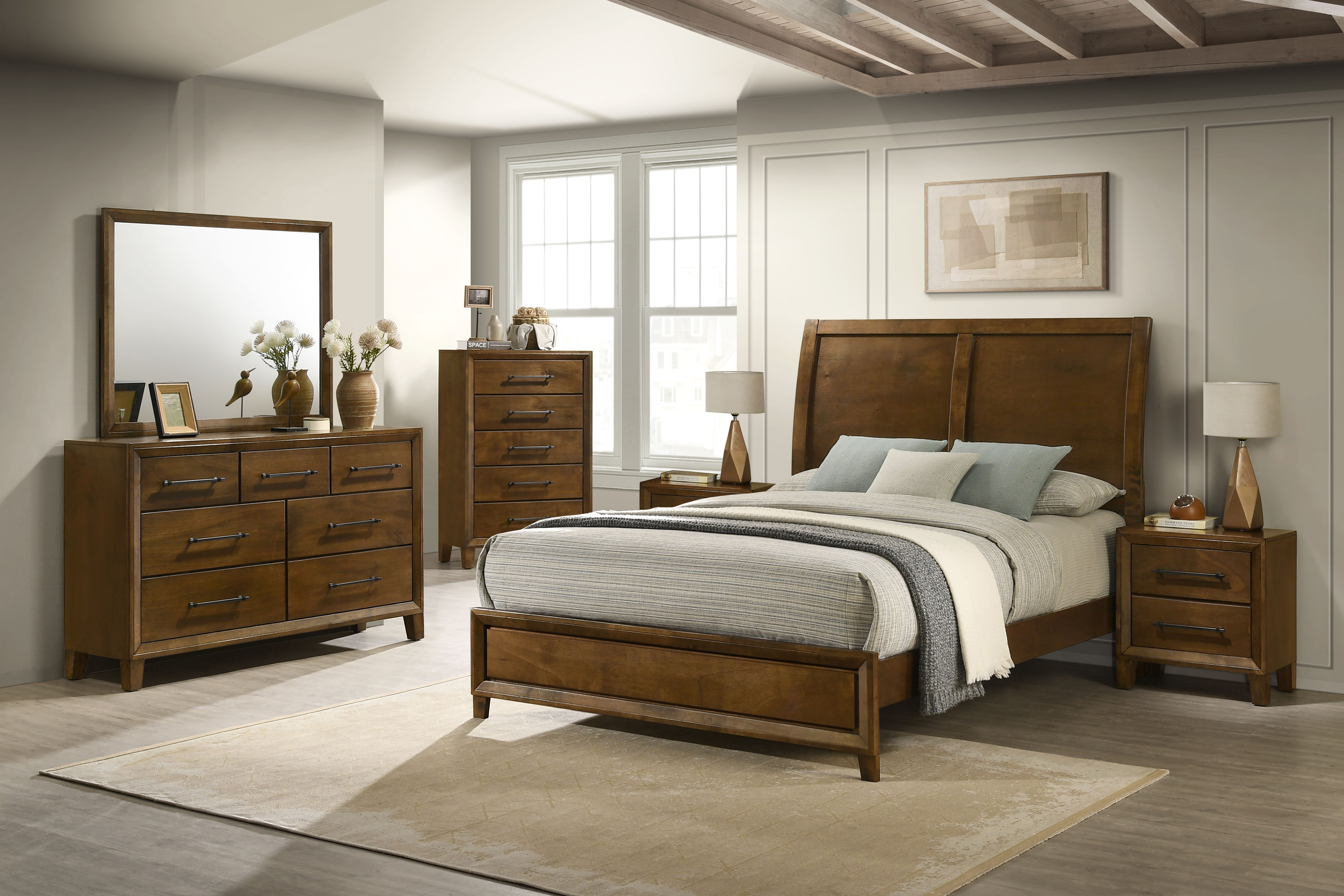 Queen · 6 Pc · Bed, Dresser, Mirror, Chest, 2 Nightstands