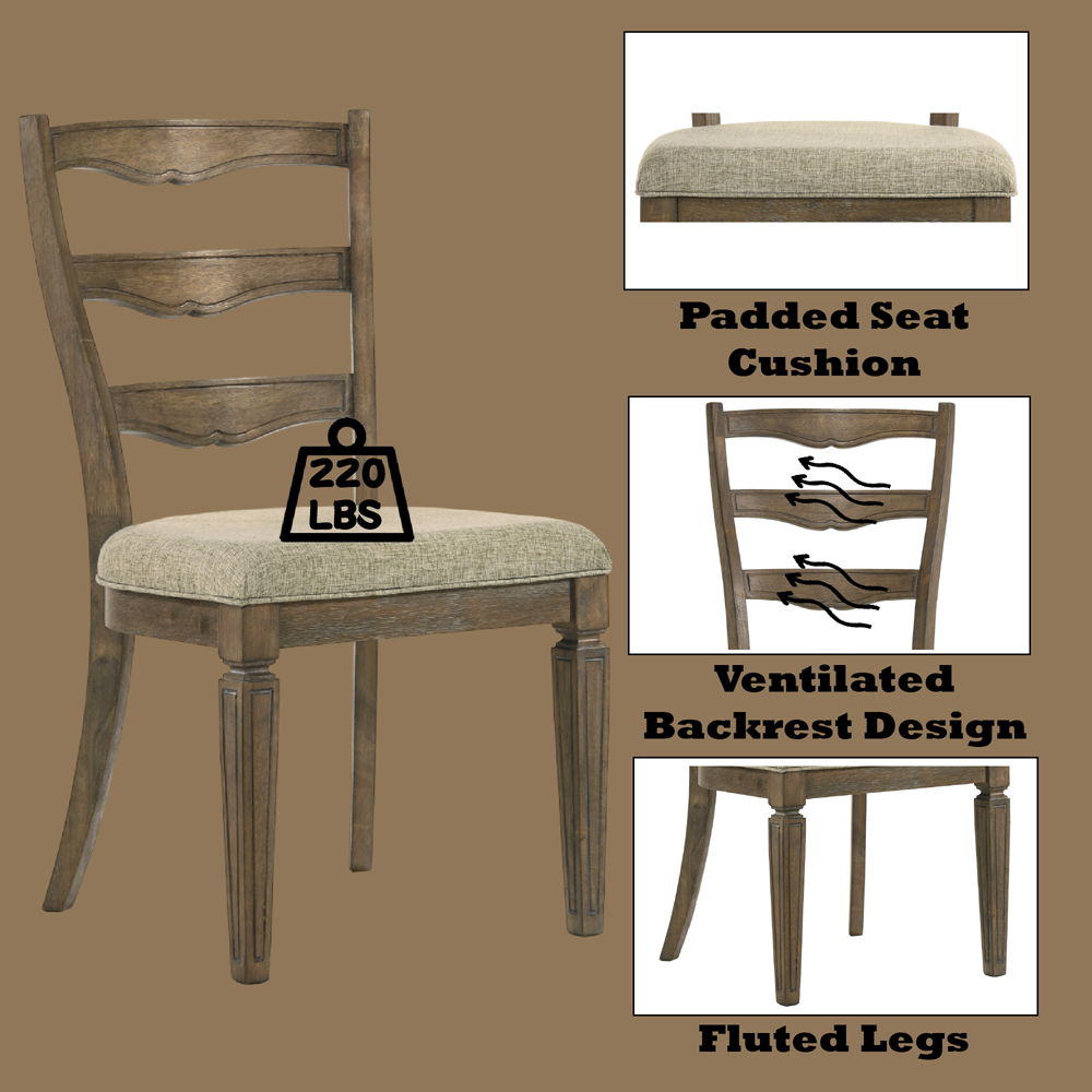Parfield - Side Chair (Set of 2) - Fabric & Weathered Oak, dark brown, view 6