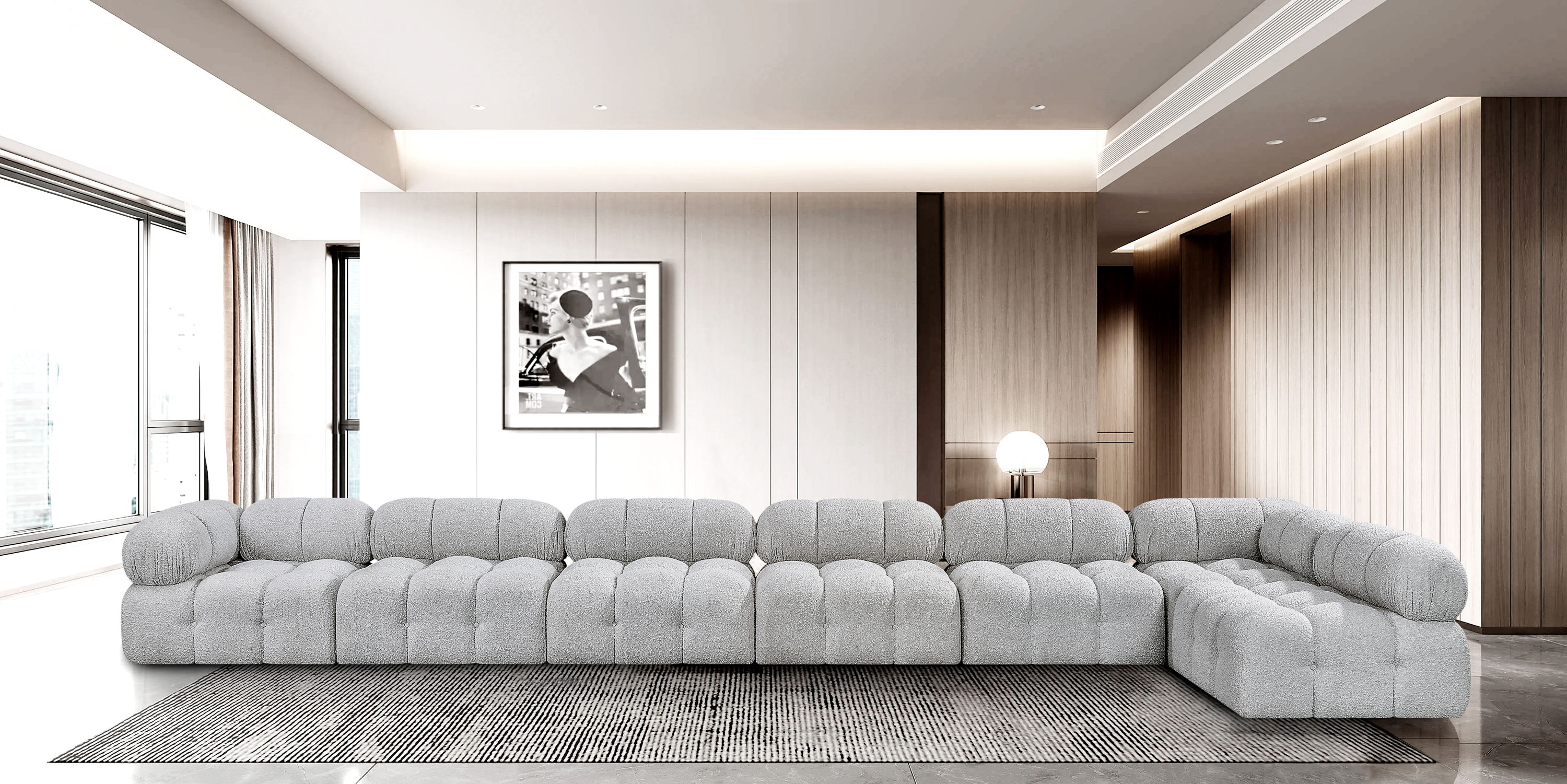 Ames - 7 Piece Modular L-Shaped Sectional - Gray