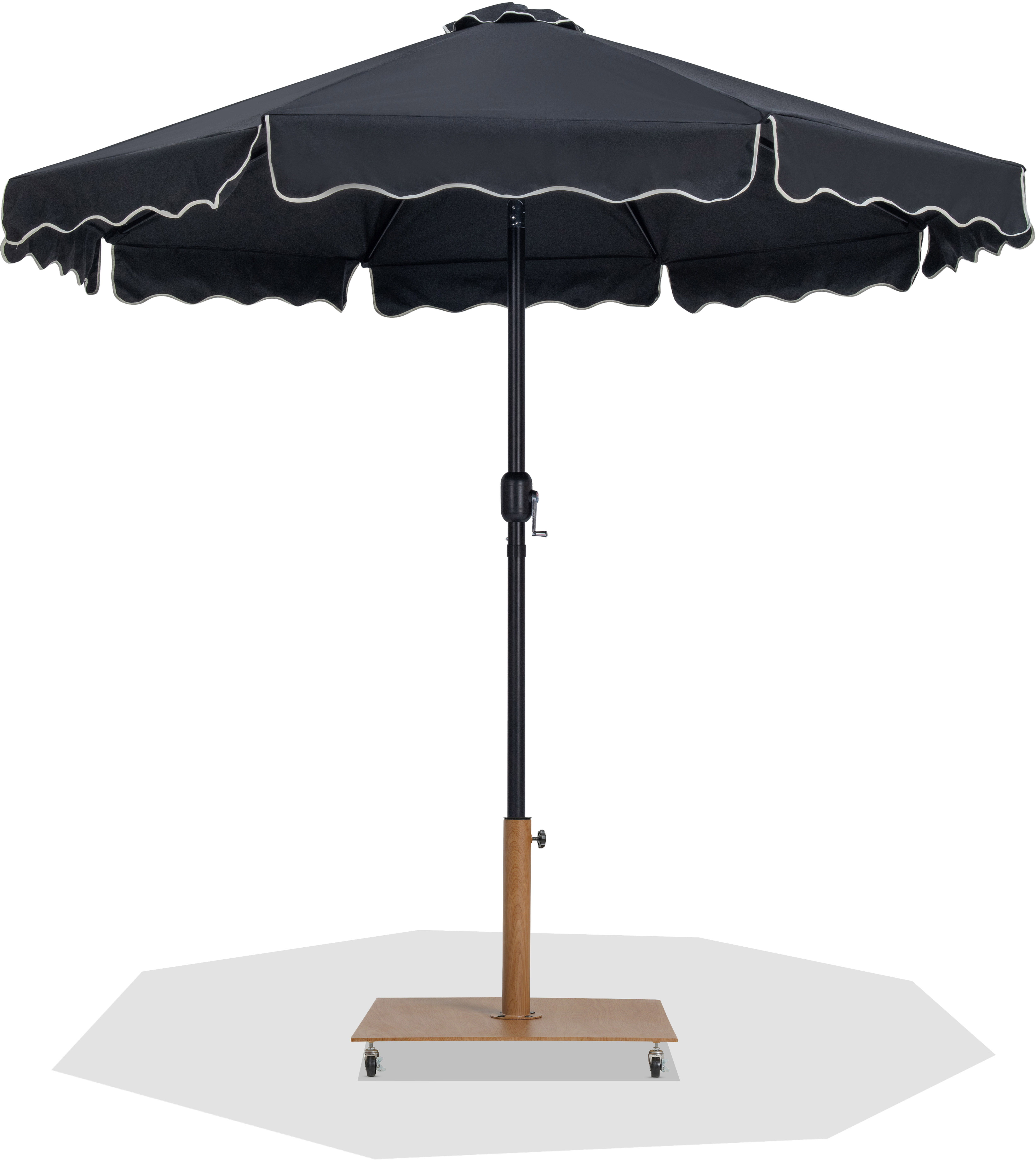 Amalfi - Aluminum Patio Umbrella with Base - Black / Teak