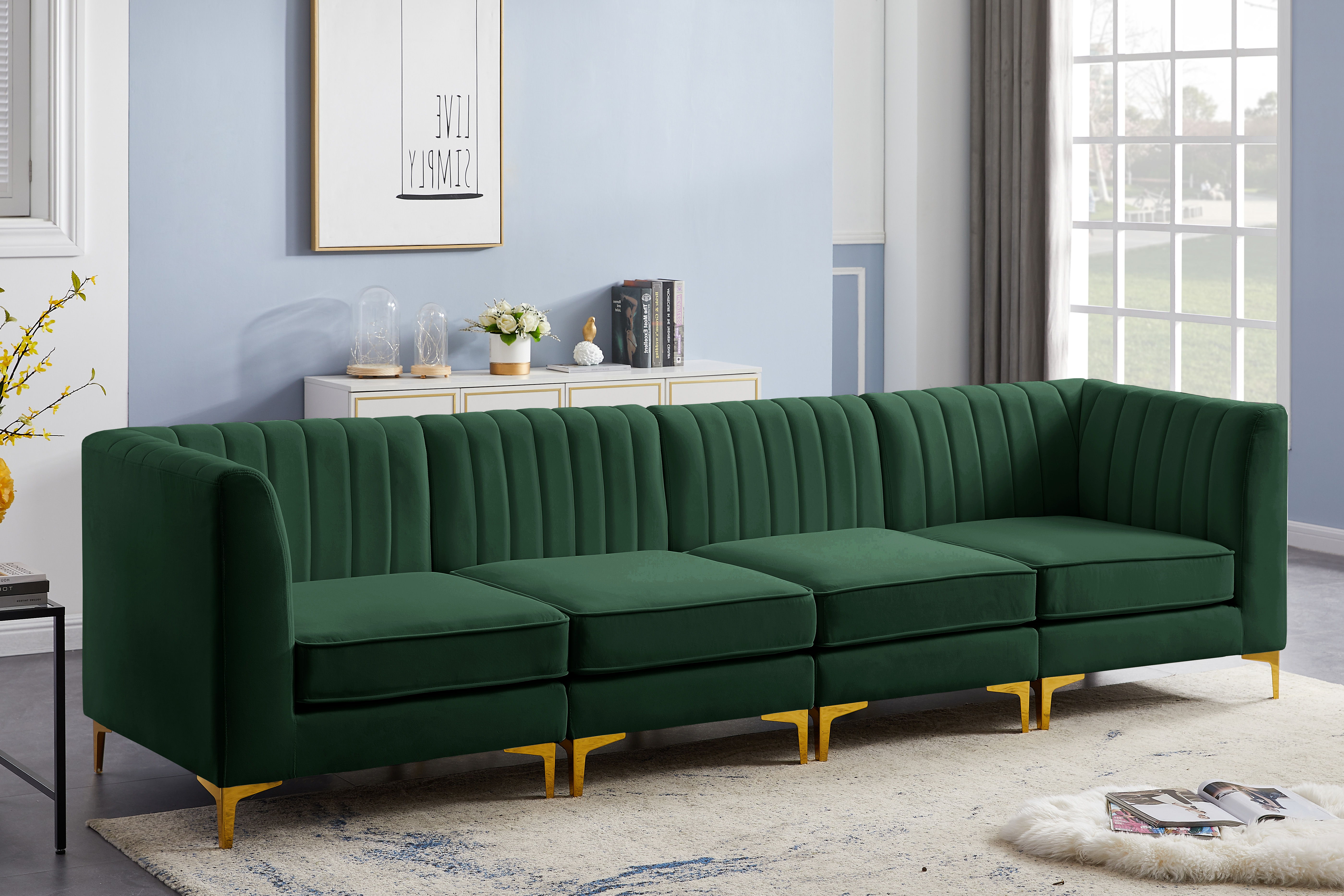 Alina - 4 Piece Modular Sectional - Green