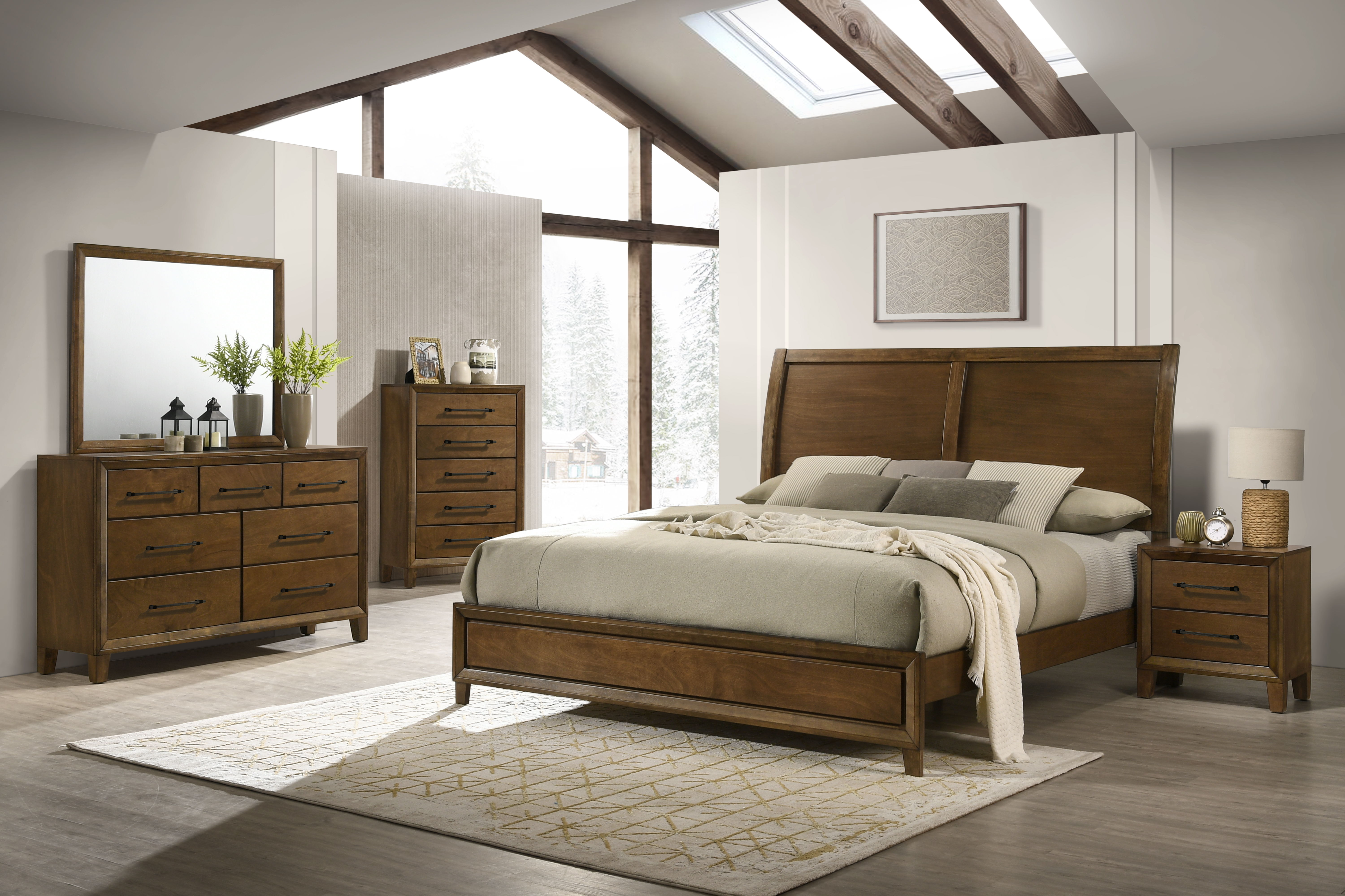Ballard - 6/6 Eastern King 5 Piece Bedroom Set (Bed, Dresser, Mirror, Chest, Nightstand) - Brown