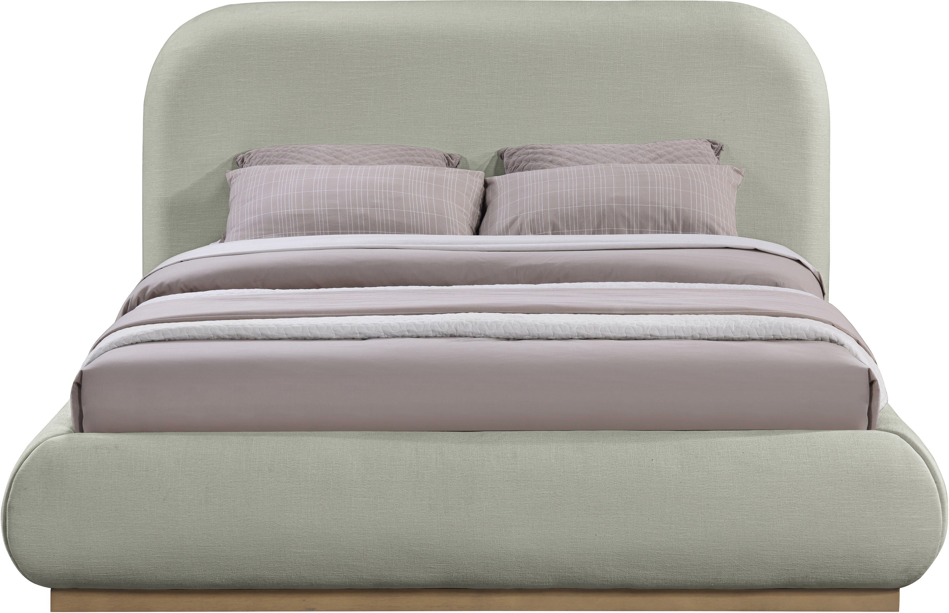 Vaughn - Chenille King Bed With Natural Base - Mint