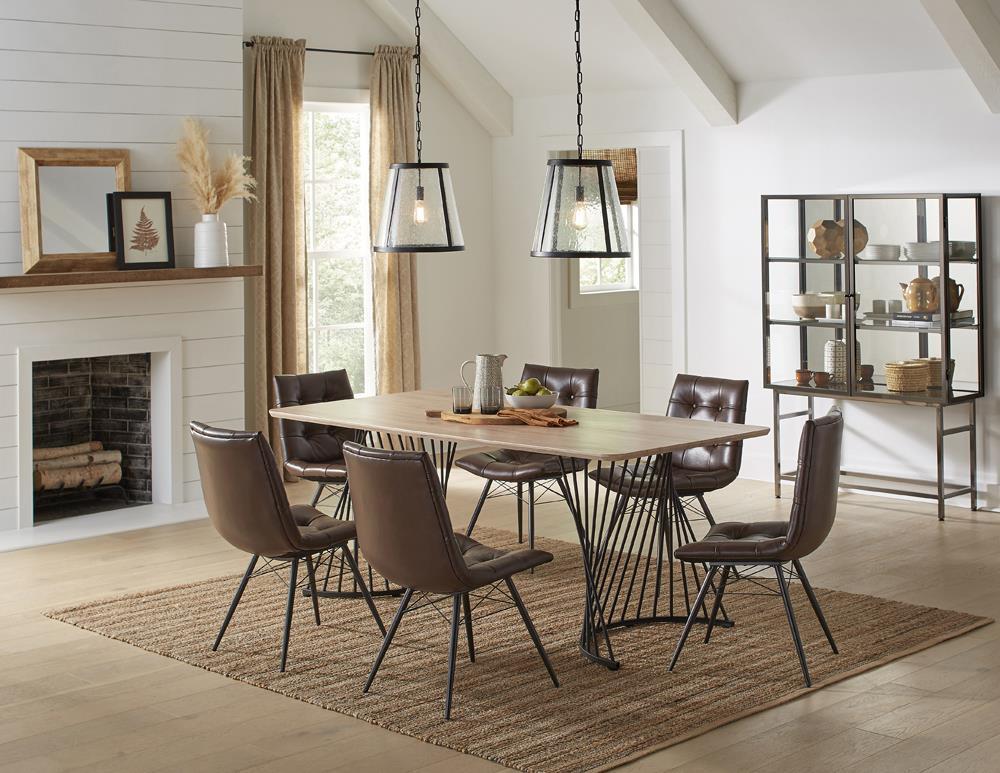 Altus Swirl Base Dining Table Natural Oak and Gunmetal Image