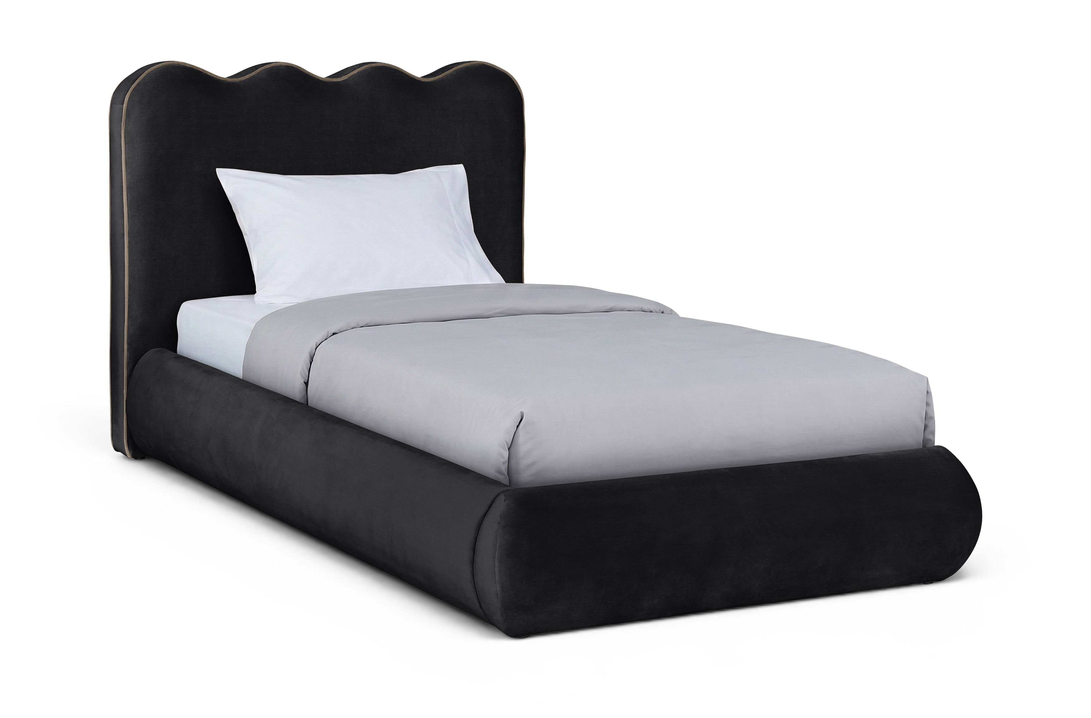 Tempo - Velvet Upholstered Twin Bed - Black