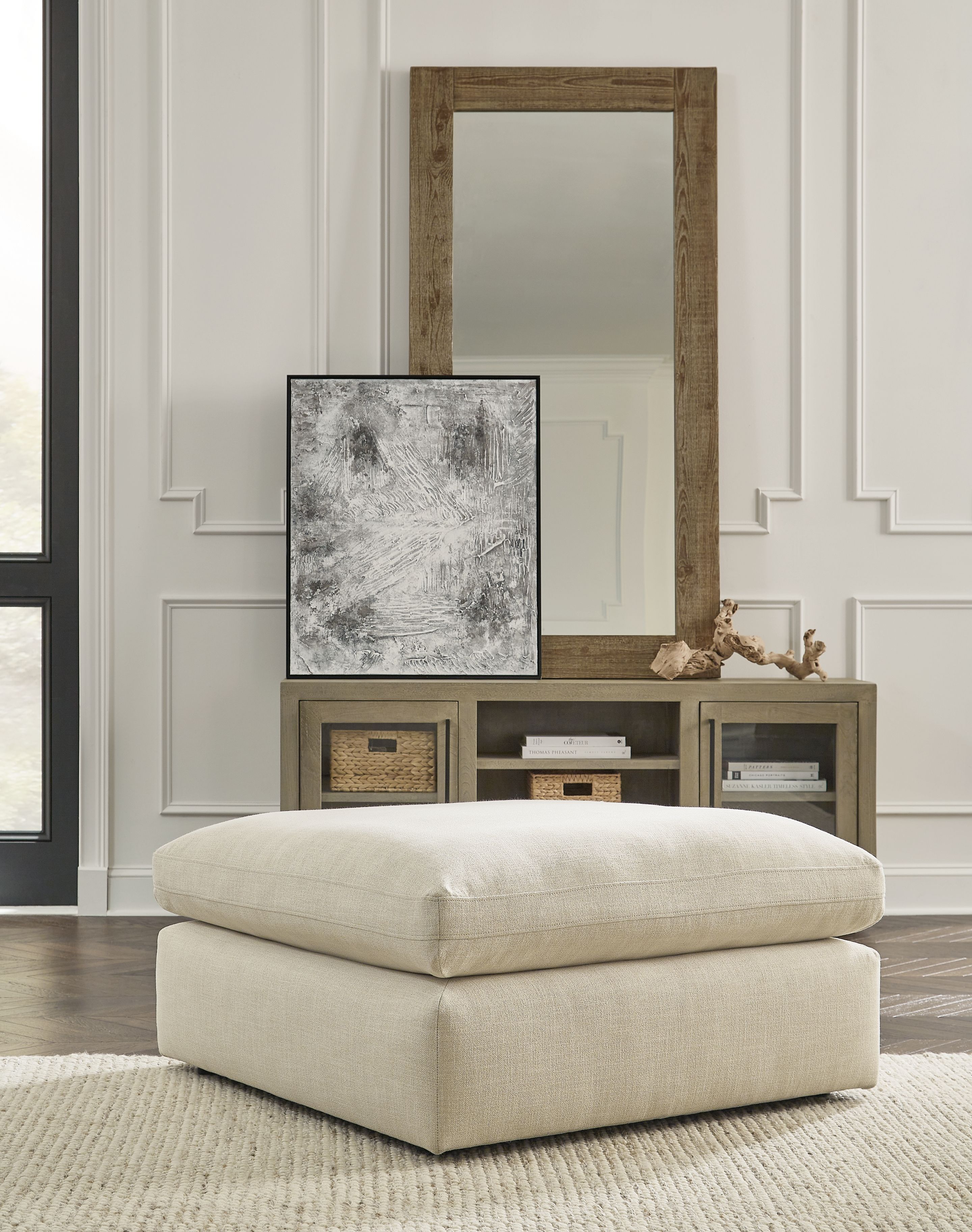Ashley Furniture Elyza - Oversized Accent Ottoman - Linen - Image 2