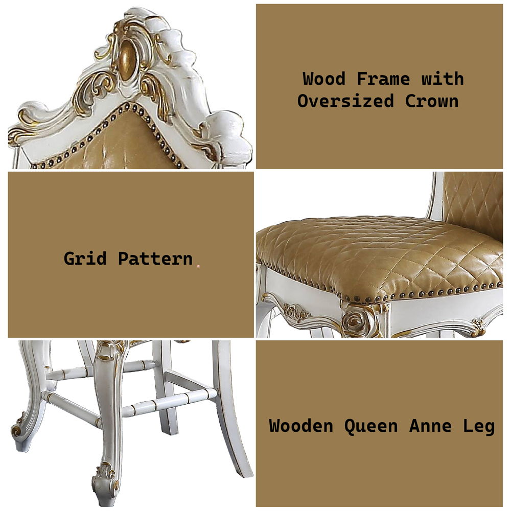 Picardy - Counter Height Chair (Set of 2) - Butterscotch Synthetic Leather & Antique Pearl, beige, view 3