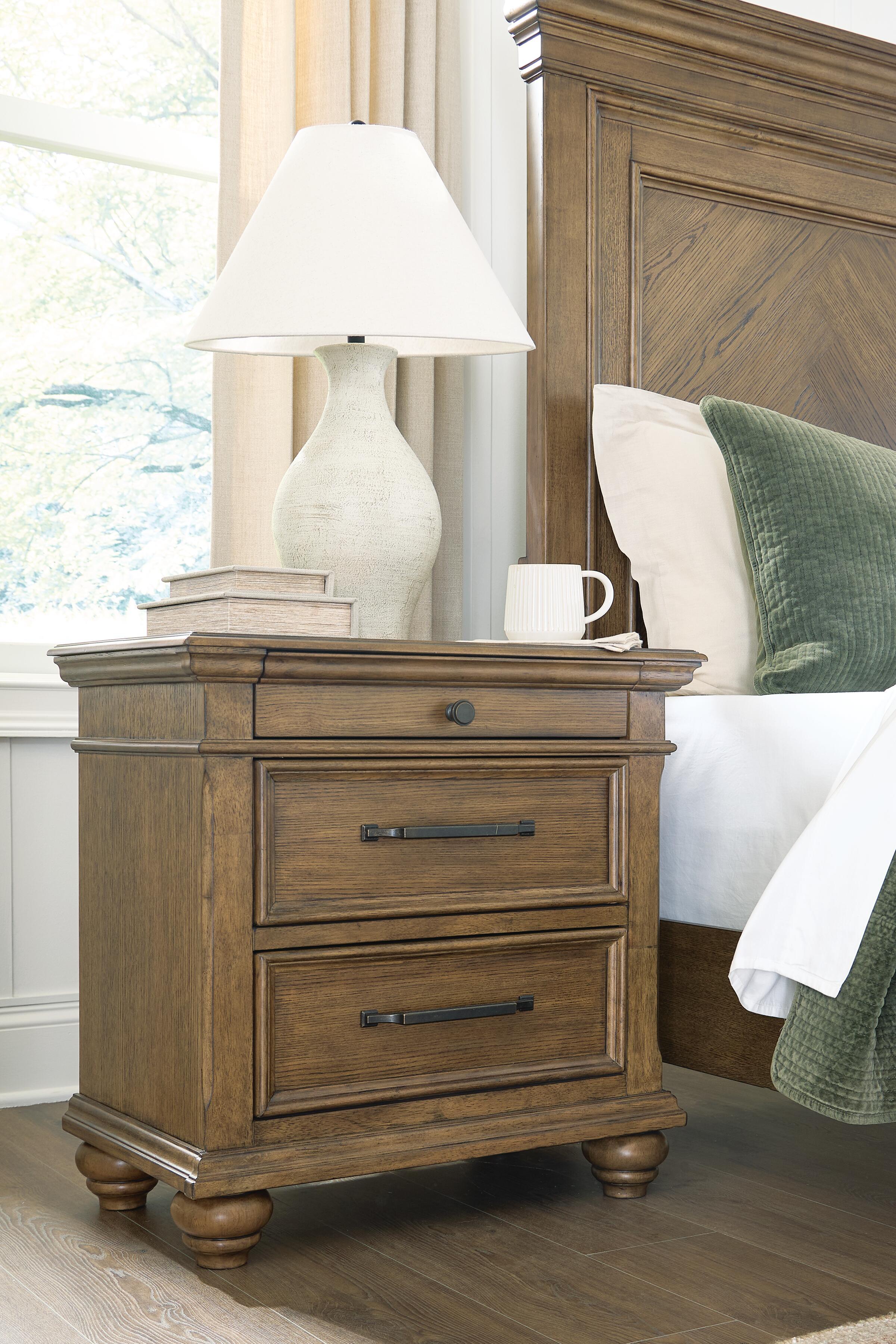 Karallin - Three Drawer Night Stand - Medium Brown